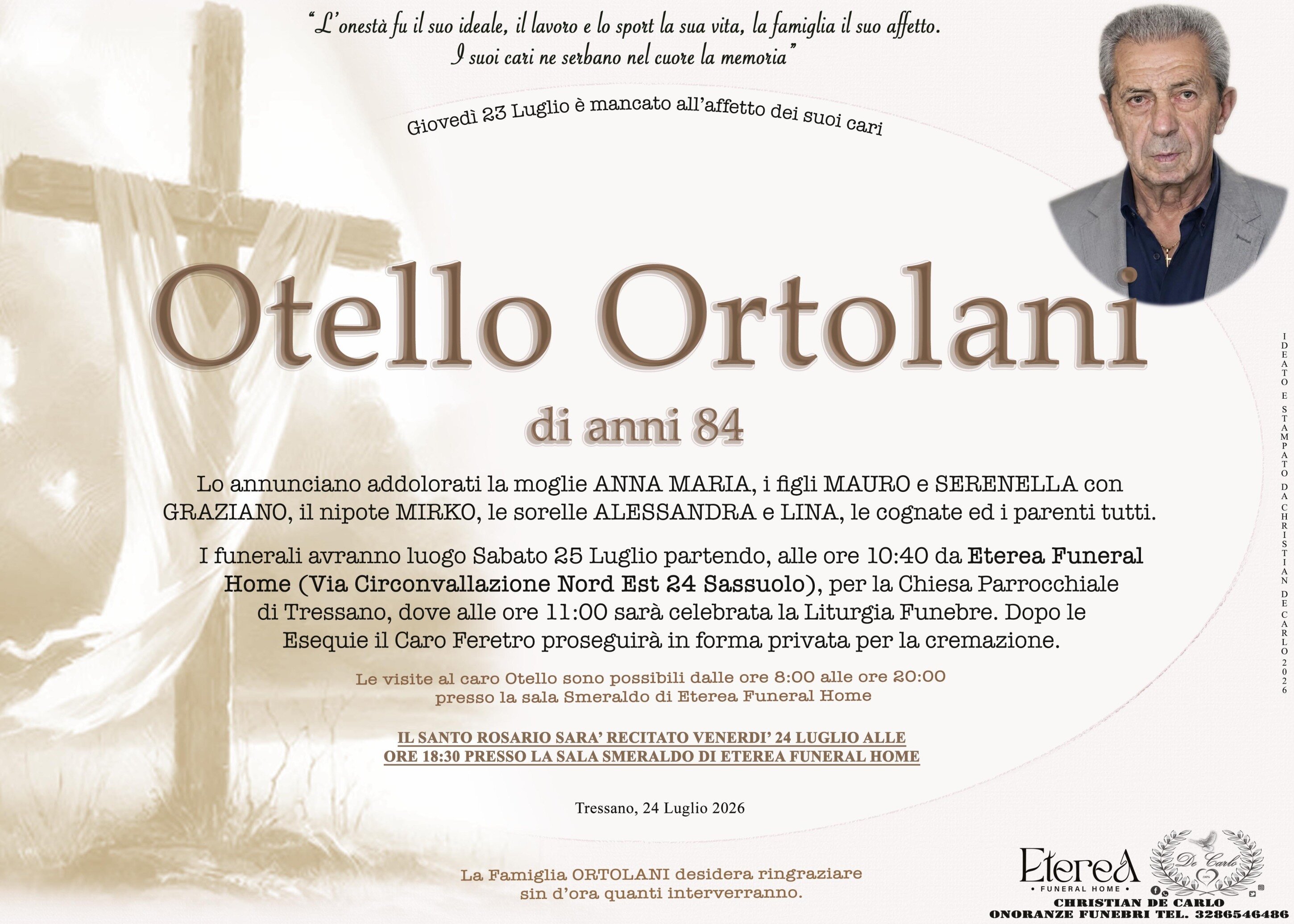 Otello Ortolani di anni 84