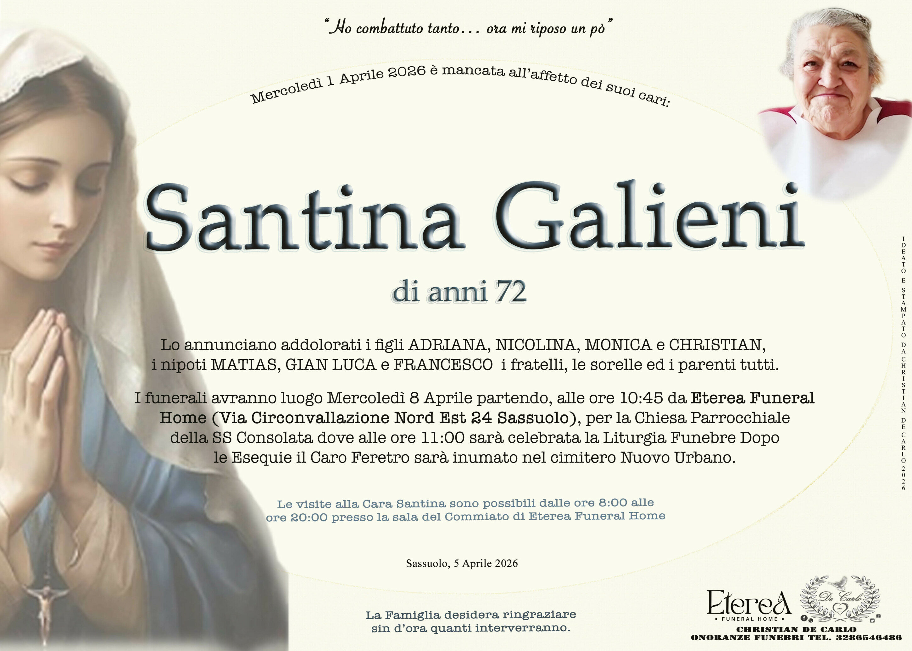 Santina Galieni di anni 72