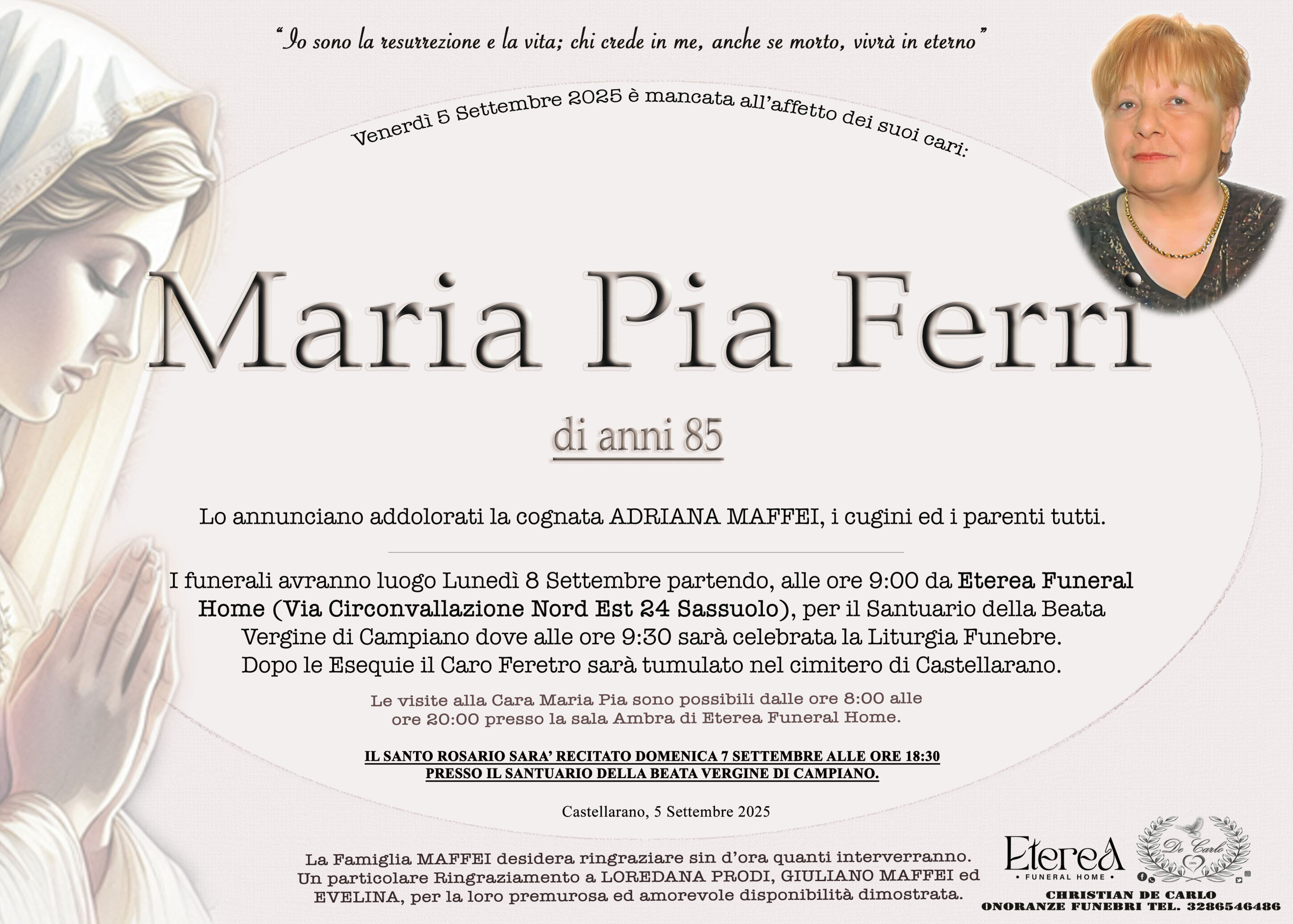 Maria Pia Ferri di anni 85