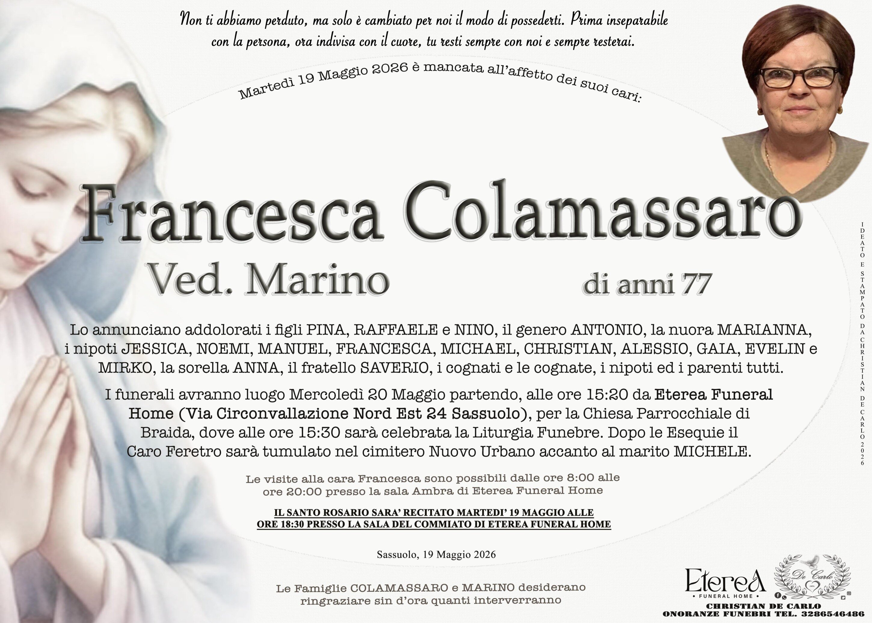 Francesca Colamassaro Ved. Marino di anni 77 Francesca Colamassaro Ved. Marino di anni 77