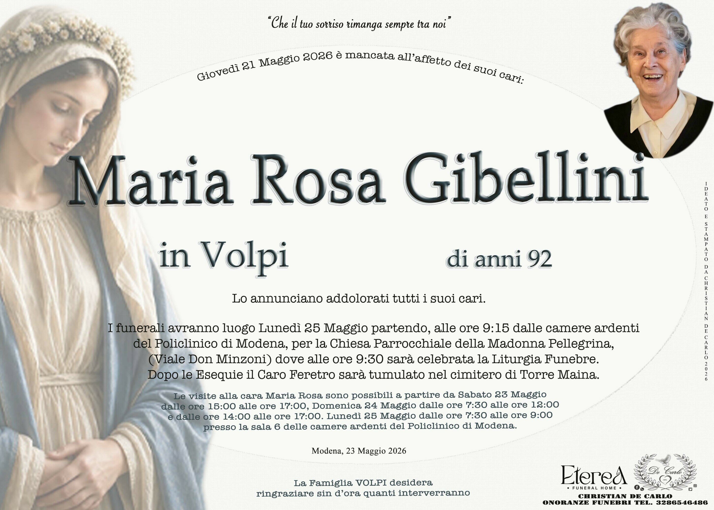 Maria Rosa Gibellini in Volpi di anni 92 Maria Rosa Gibellini in Volpi di anni 92
