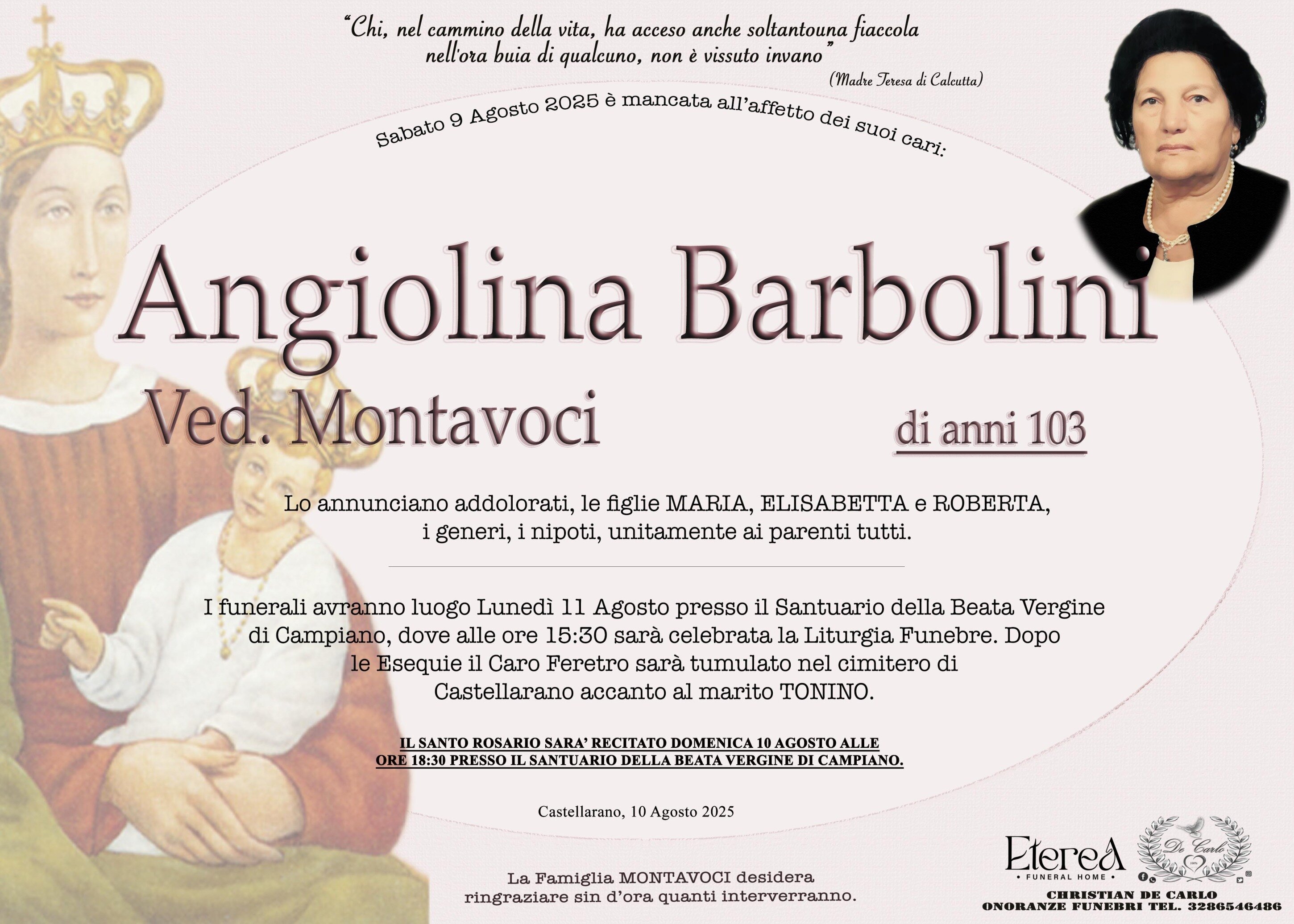Angiolina Barbolini Ved. Montavoci di anni 103 Angiolina Barbolini Ved. Montavoci di anni 103