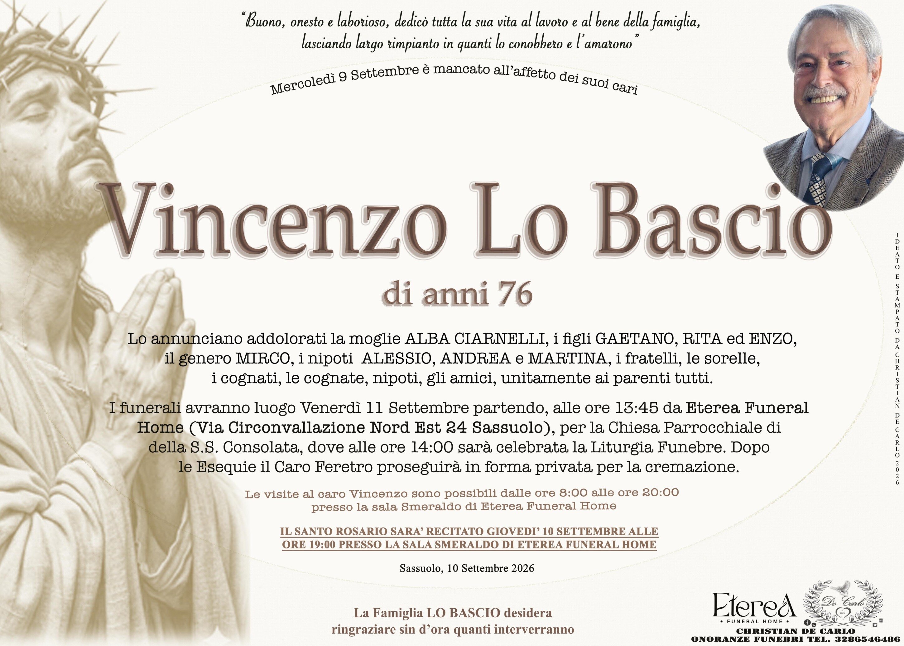 Vincenzo Lo Bascio di anni 76 Vincenzo Lo Bascio di anni 76