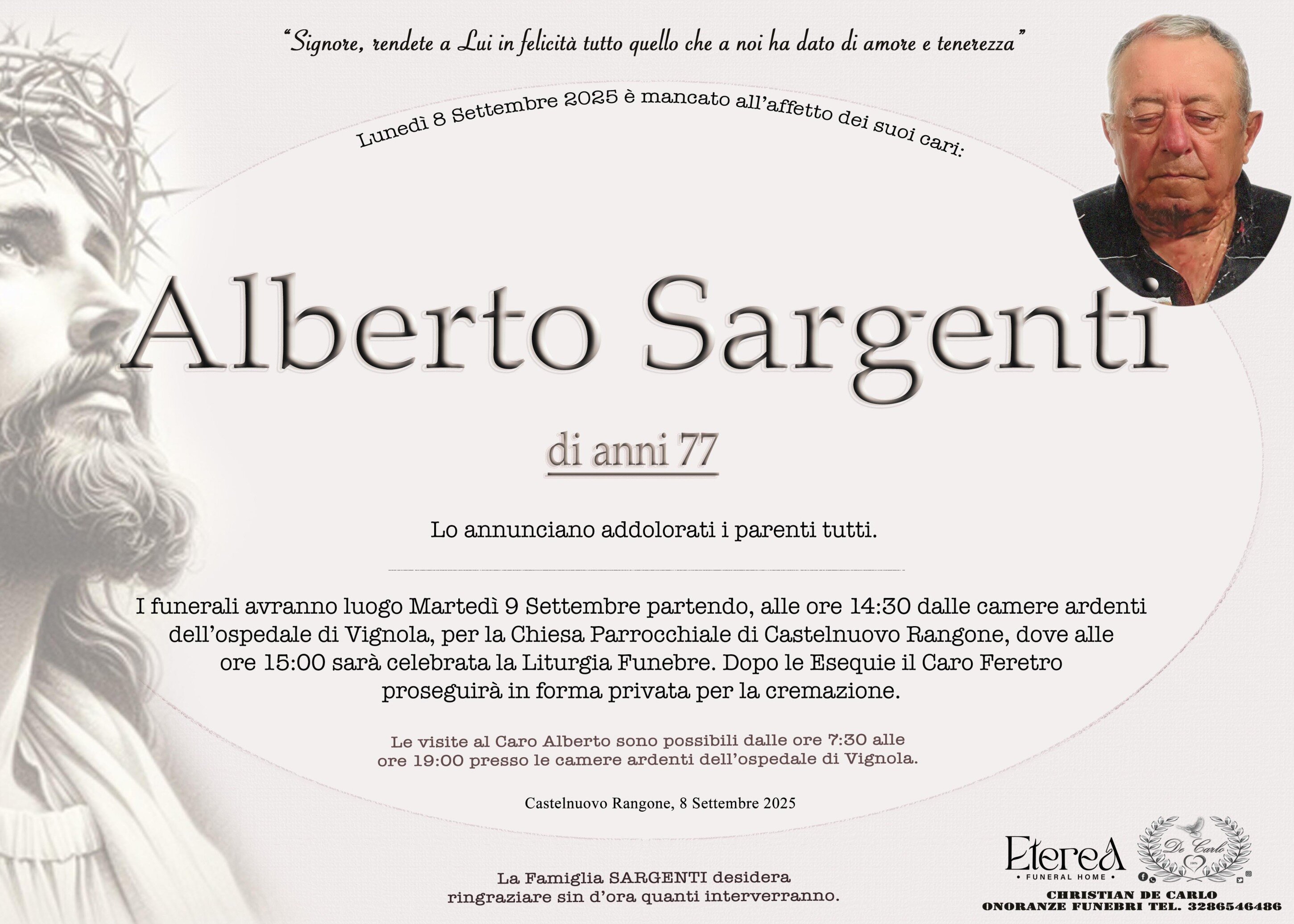 Alberto Sargenti di anni 77