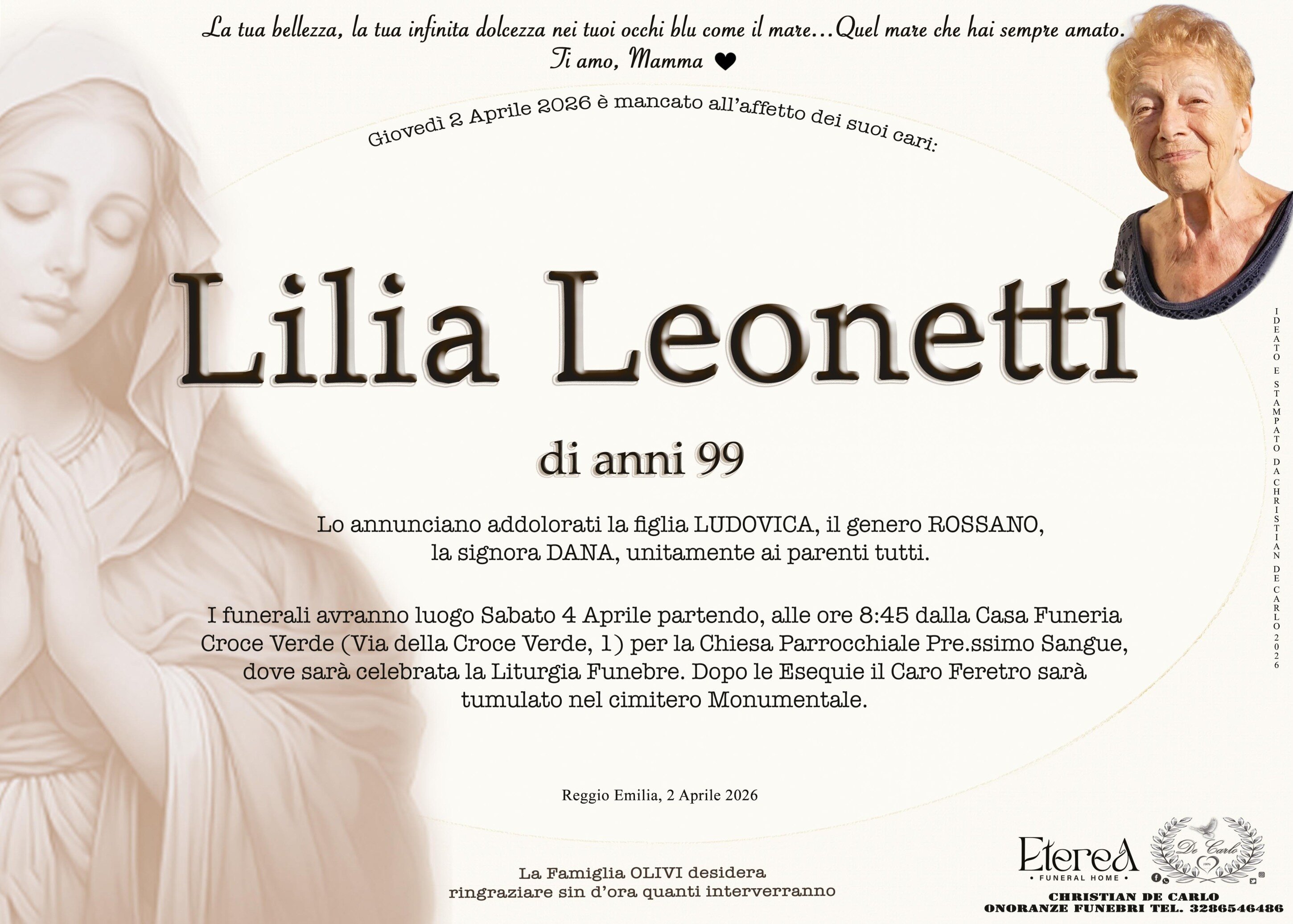 Lilia Leonetti di anni 99