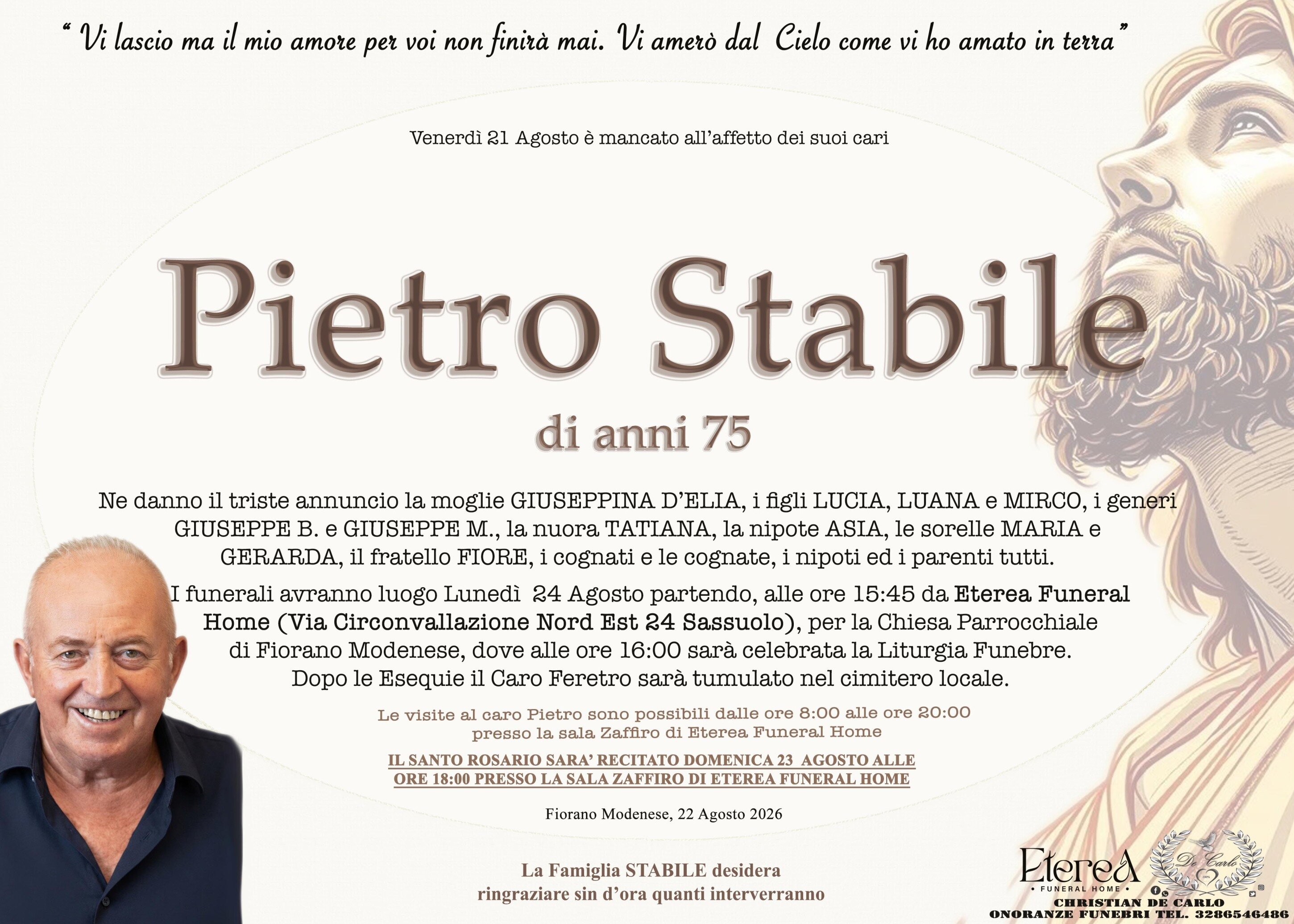 Pietro Stabile di anni 75