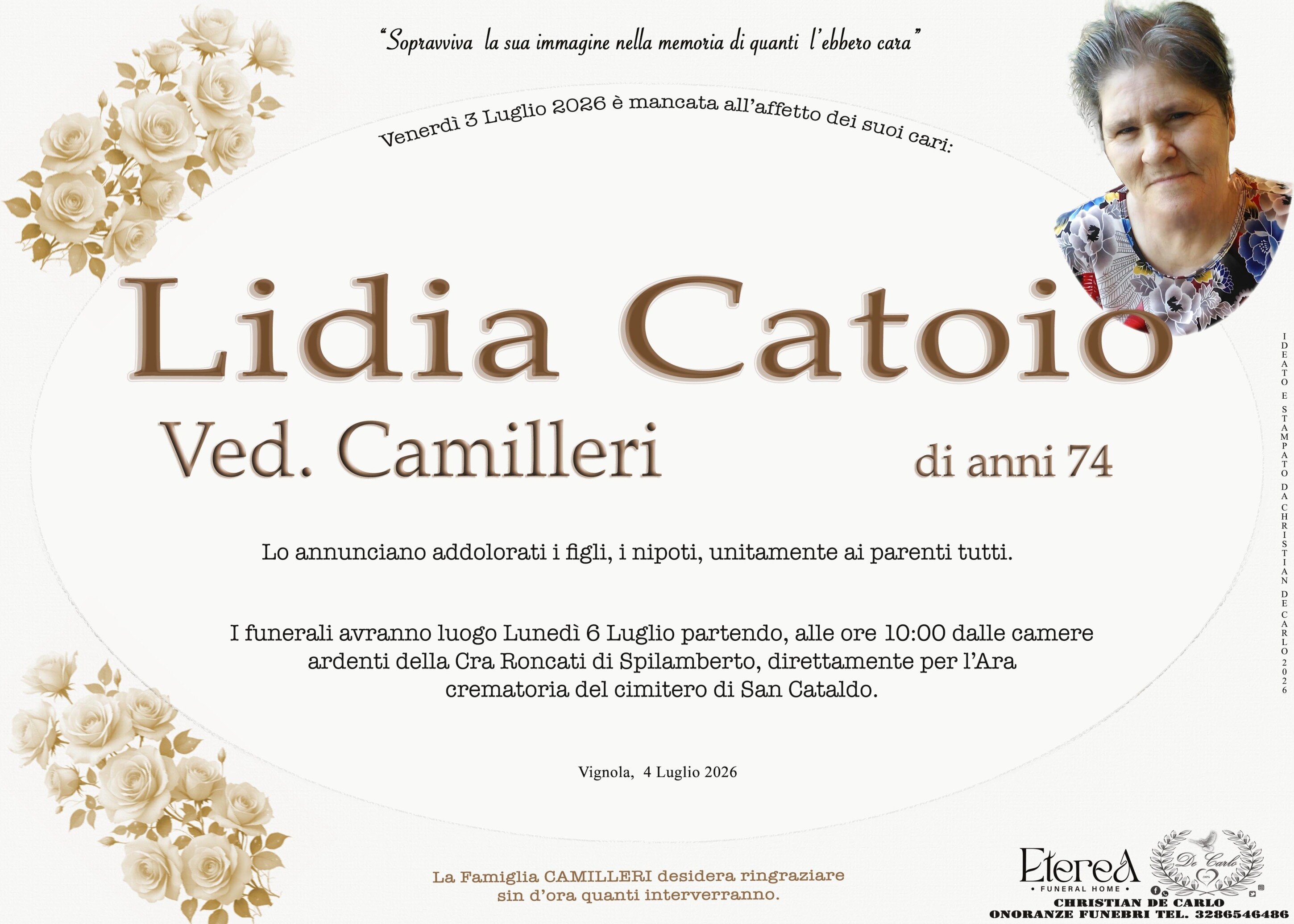 Lidia Catoio Ved. Camilleri di anni 74