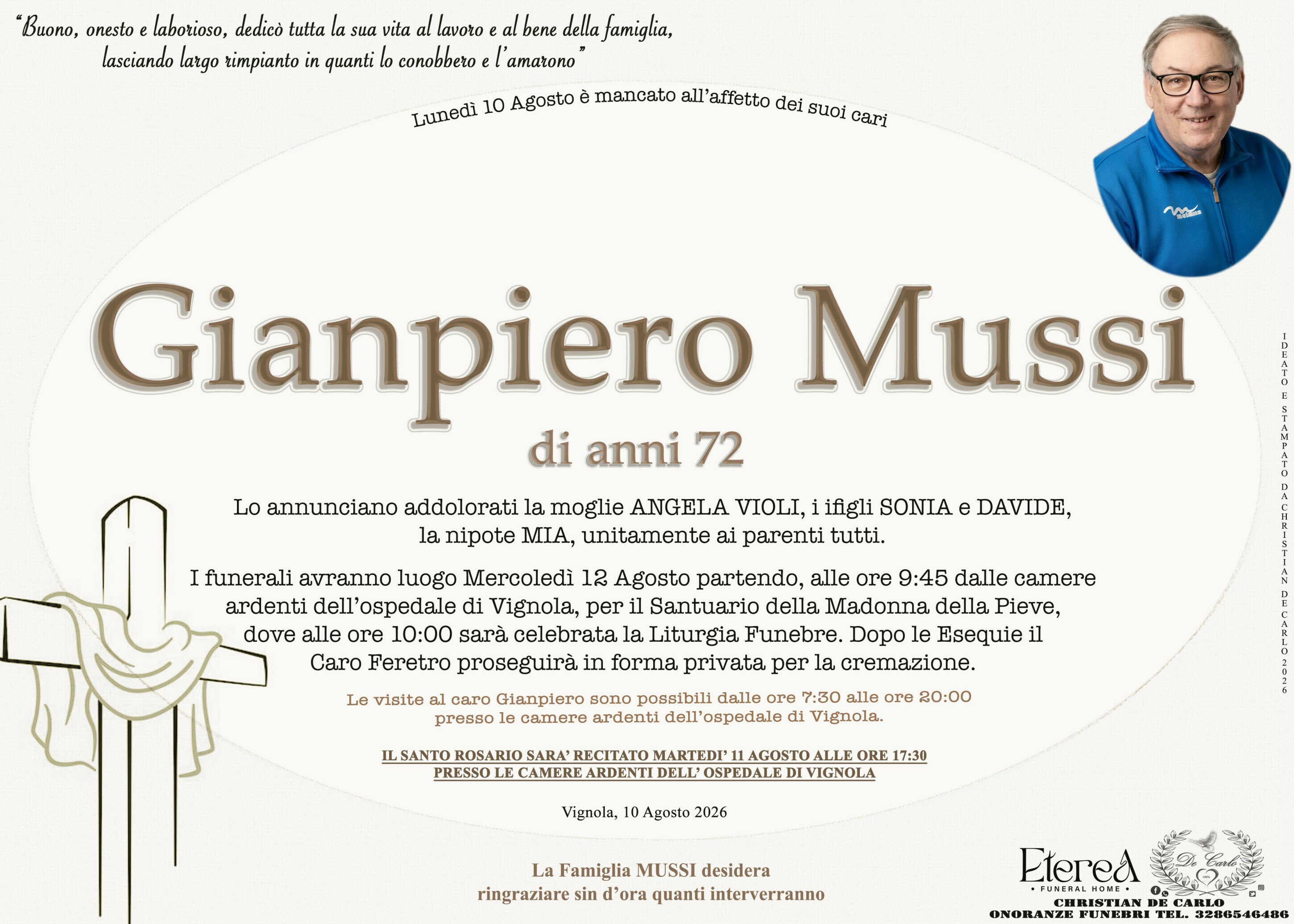 Gianpiero Mussi di anni 72
