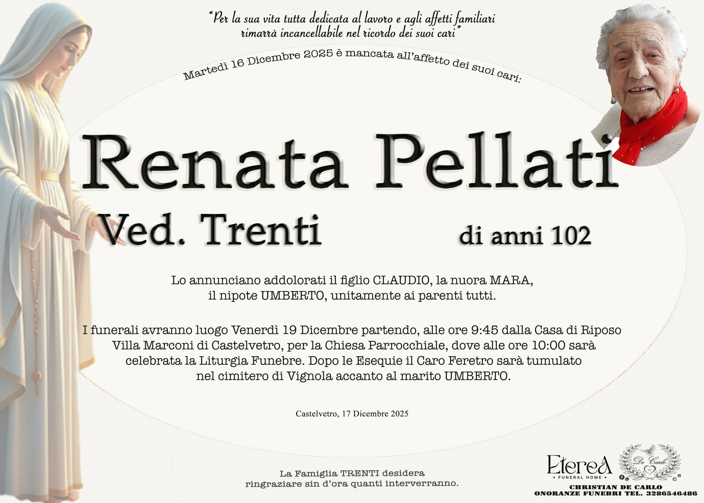 Renata Pellati Ved. Trenti di anni 102