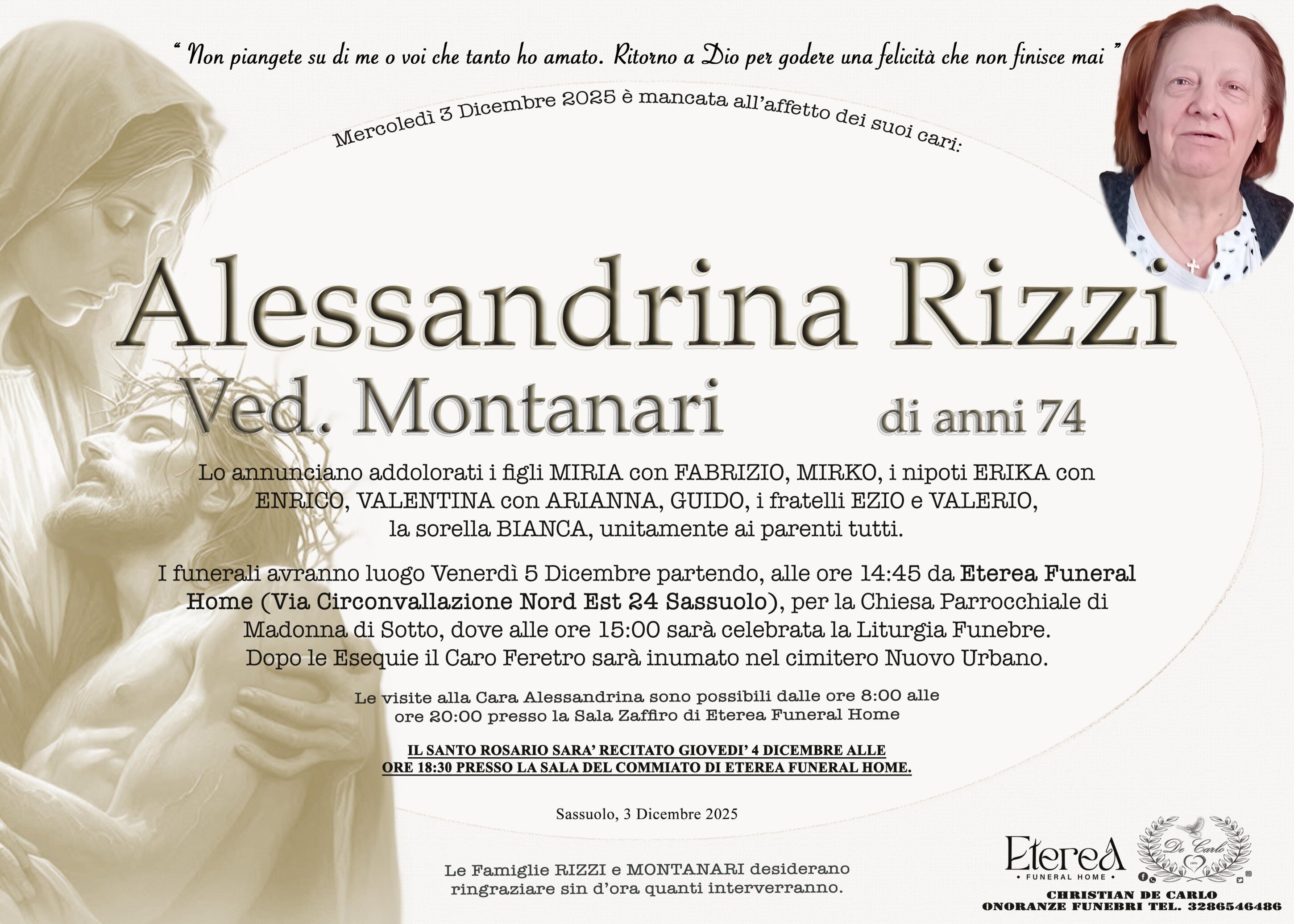 Alessandrina Rizzi Ved. Montanari di anni 74 Alessandrina Rizzi Ved. Montanari di anni 74