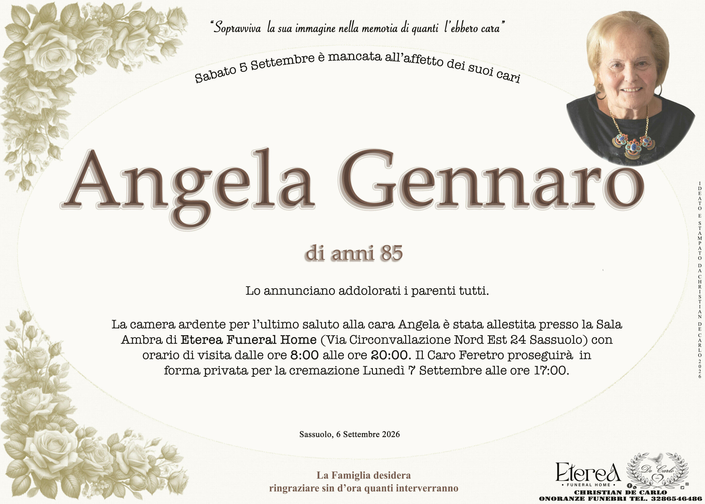 Angela Gennaro di anni 85