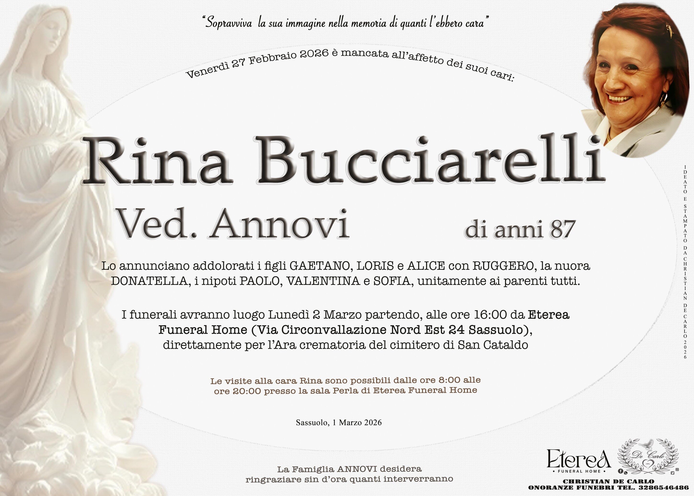 Rina Bucciarelli Ved. Annovi di anni 87