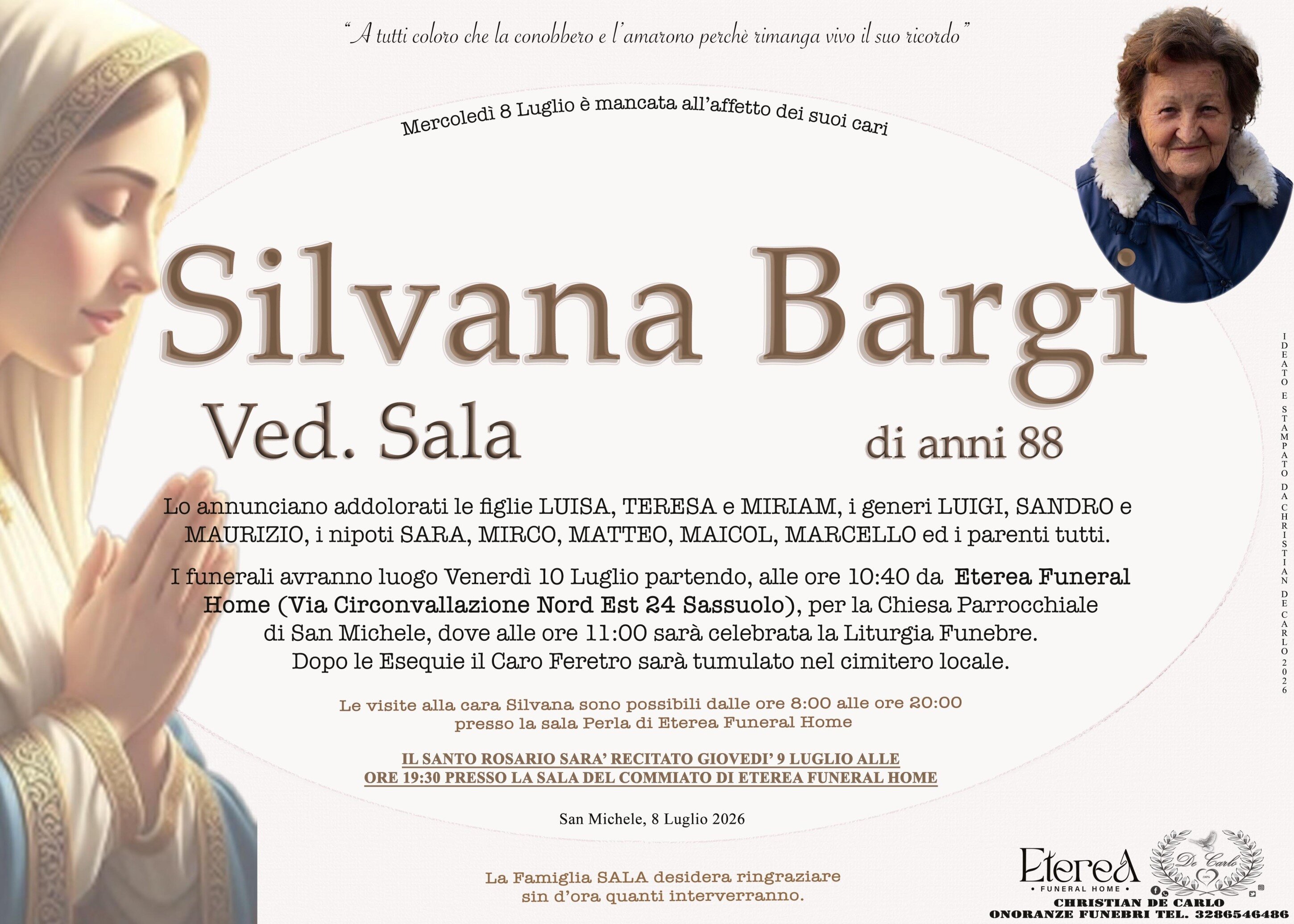 Silvana Bargi Ved. Sala di anni 88