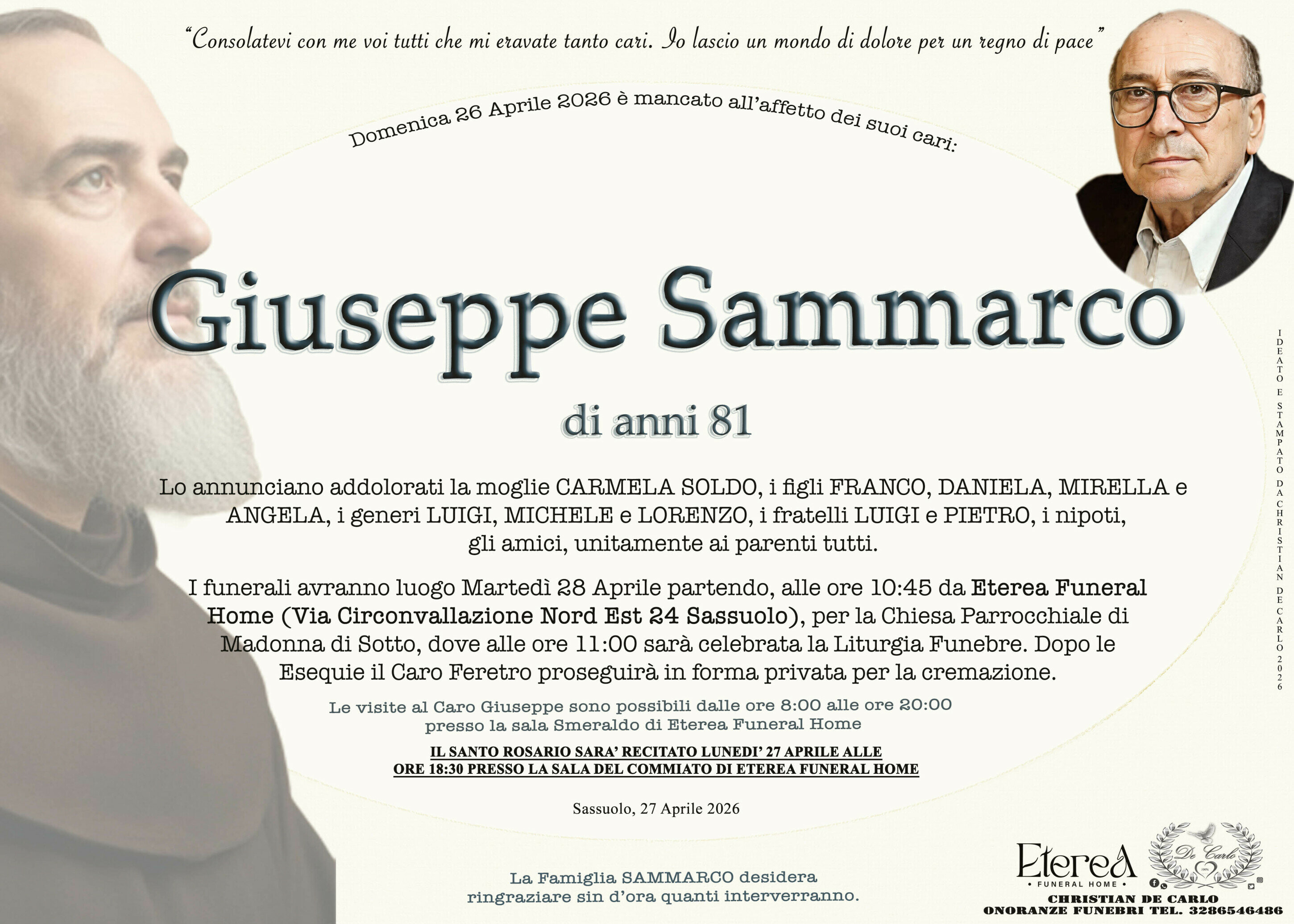 Giuseppe Sammarco di anni 81