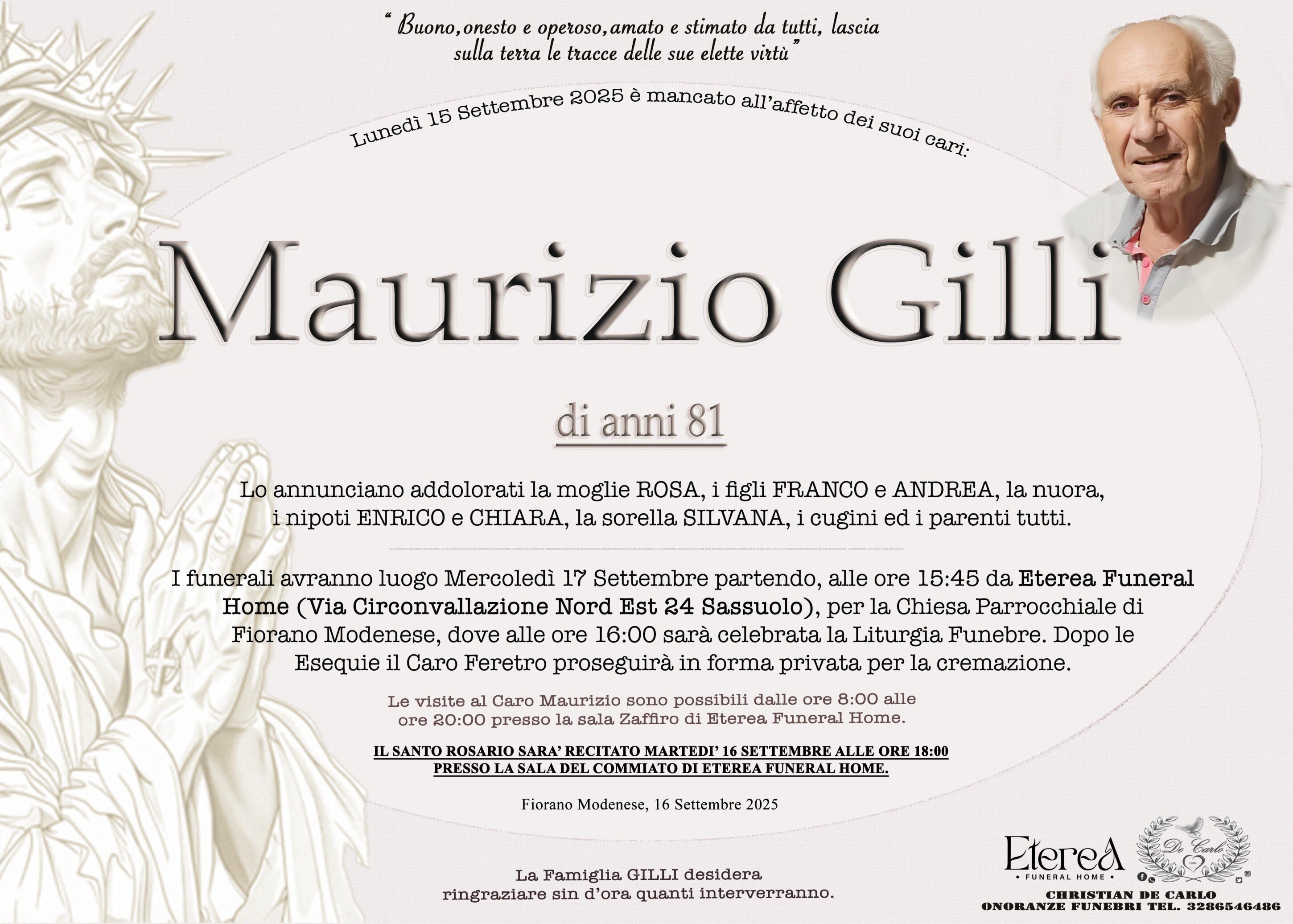 Maurizio Gilli di anni 81