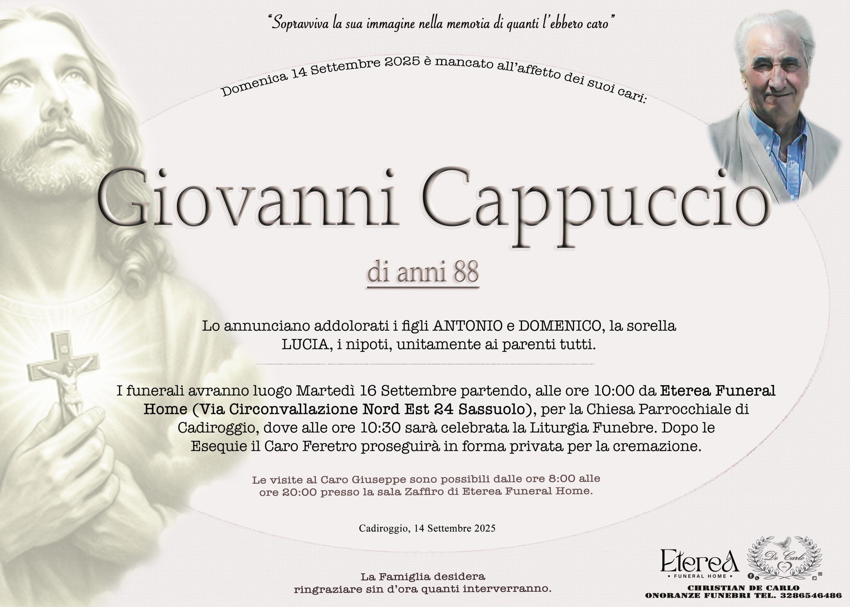 Giovanni Cappuccio di anni 88