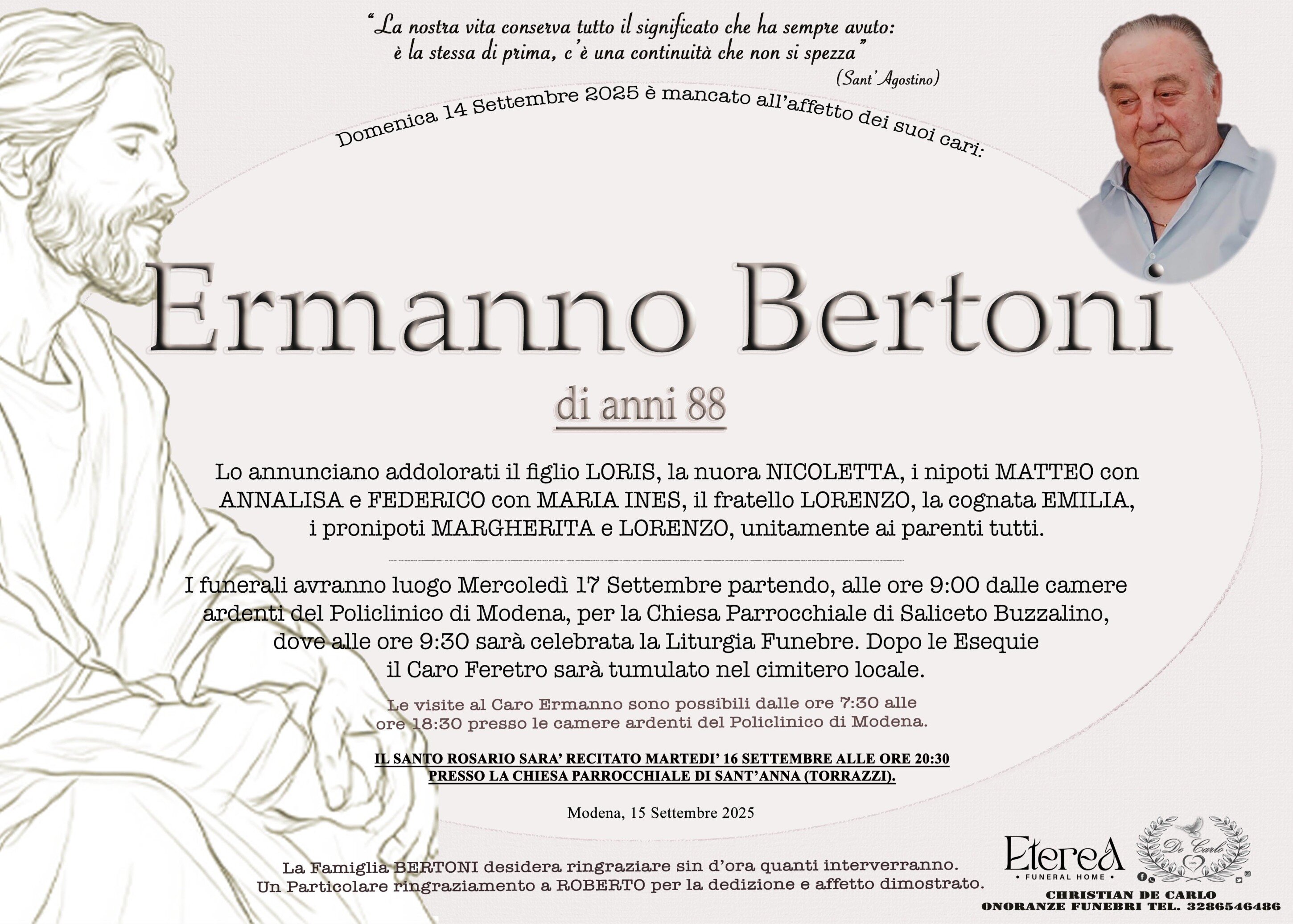 Ermanno Bertoni di anni 88