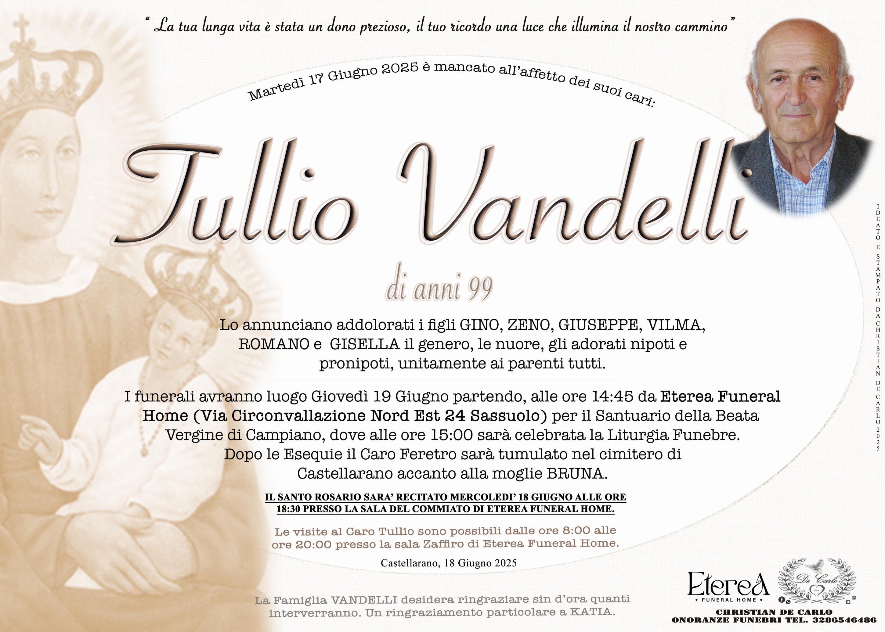 Tullio Vandelli di anni 99