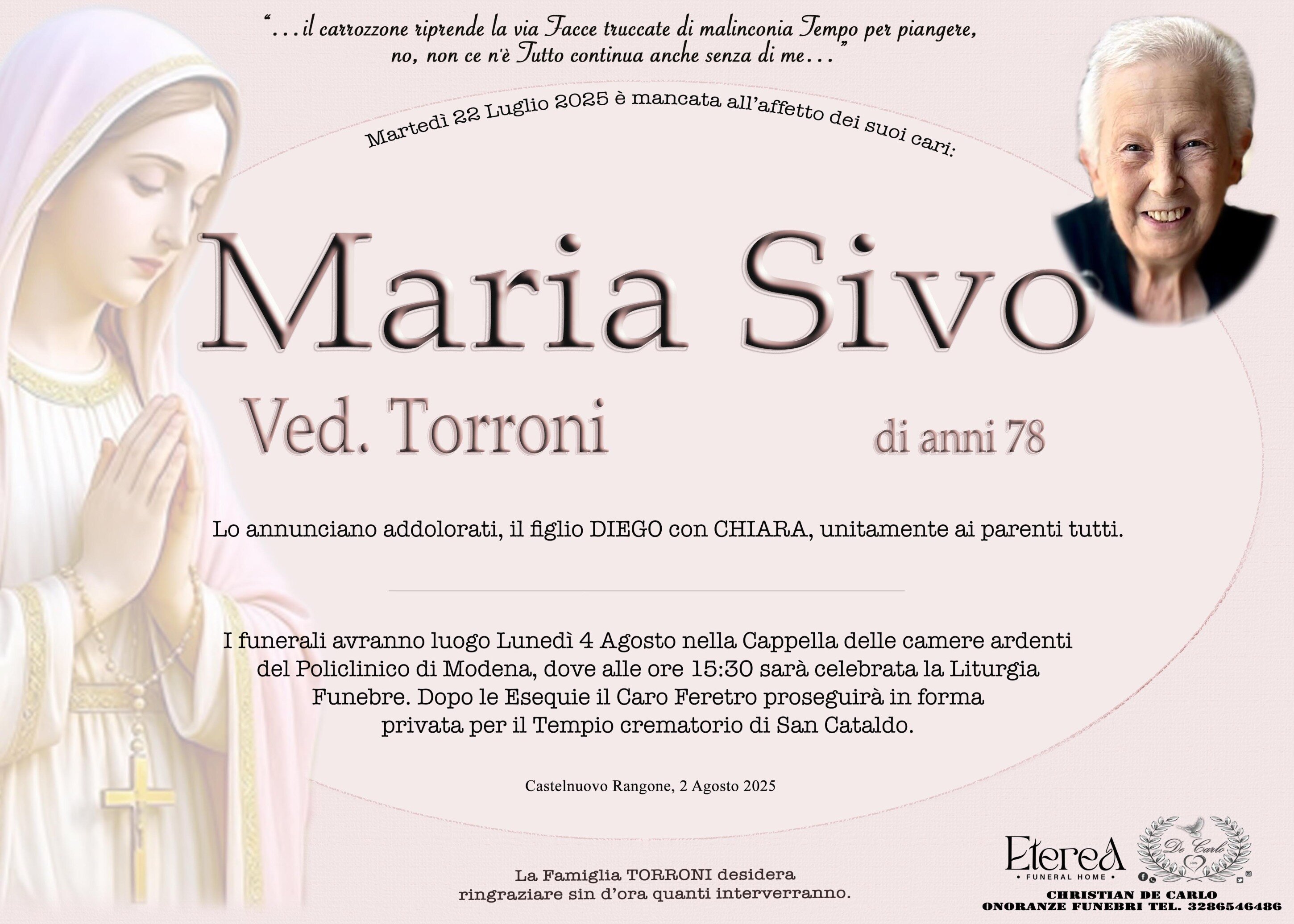 Maria Sivo Ved. Torroni di anni 78