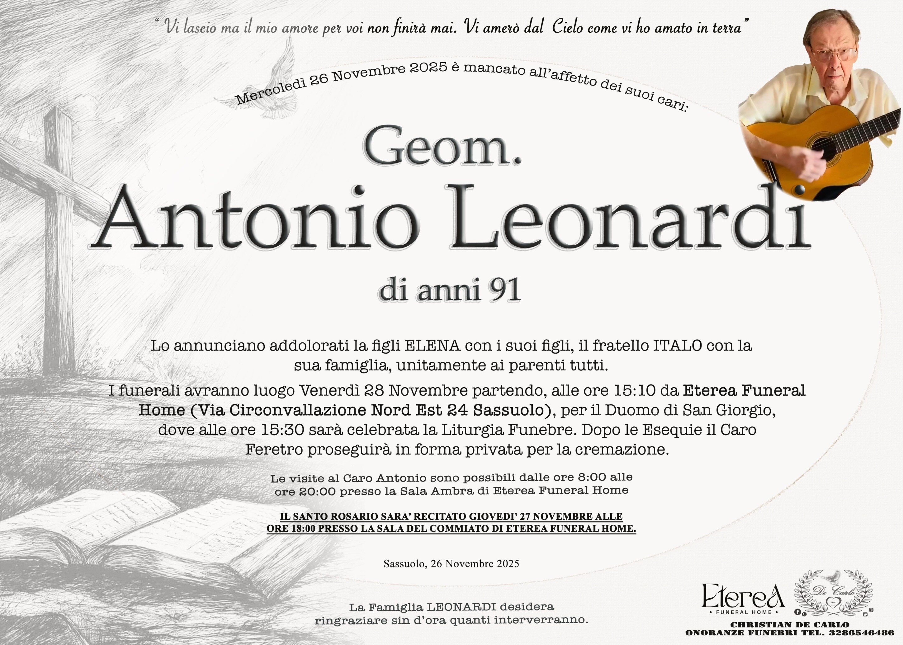 Geom. Antonio Leonardi di anni 91
