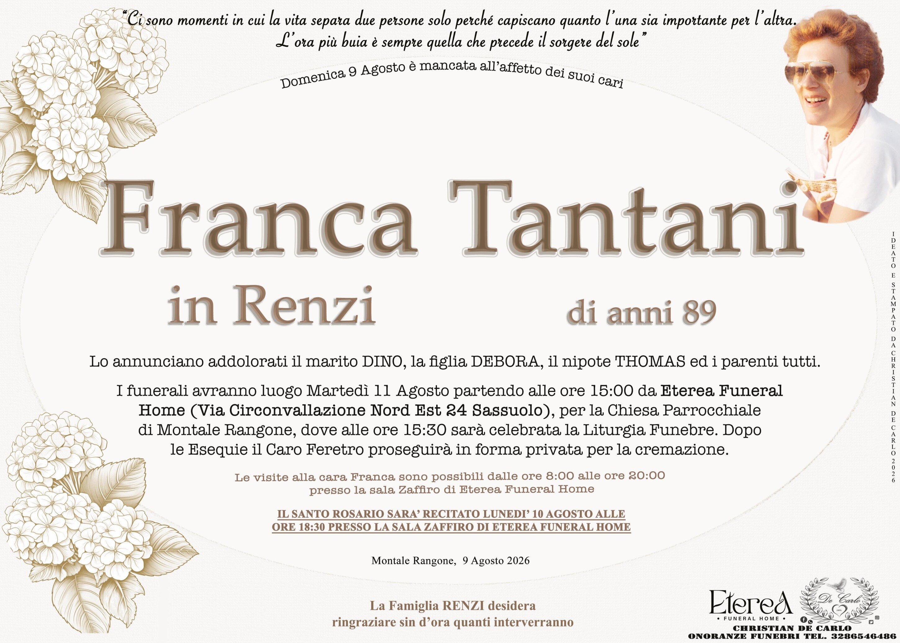 Franca Tantani in Renzi di anni 89 Franca Tantani in Renzi di anni 89
