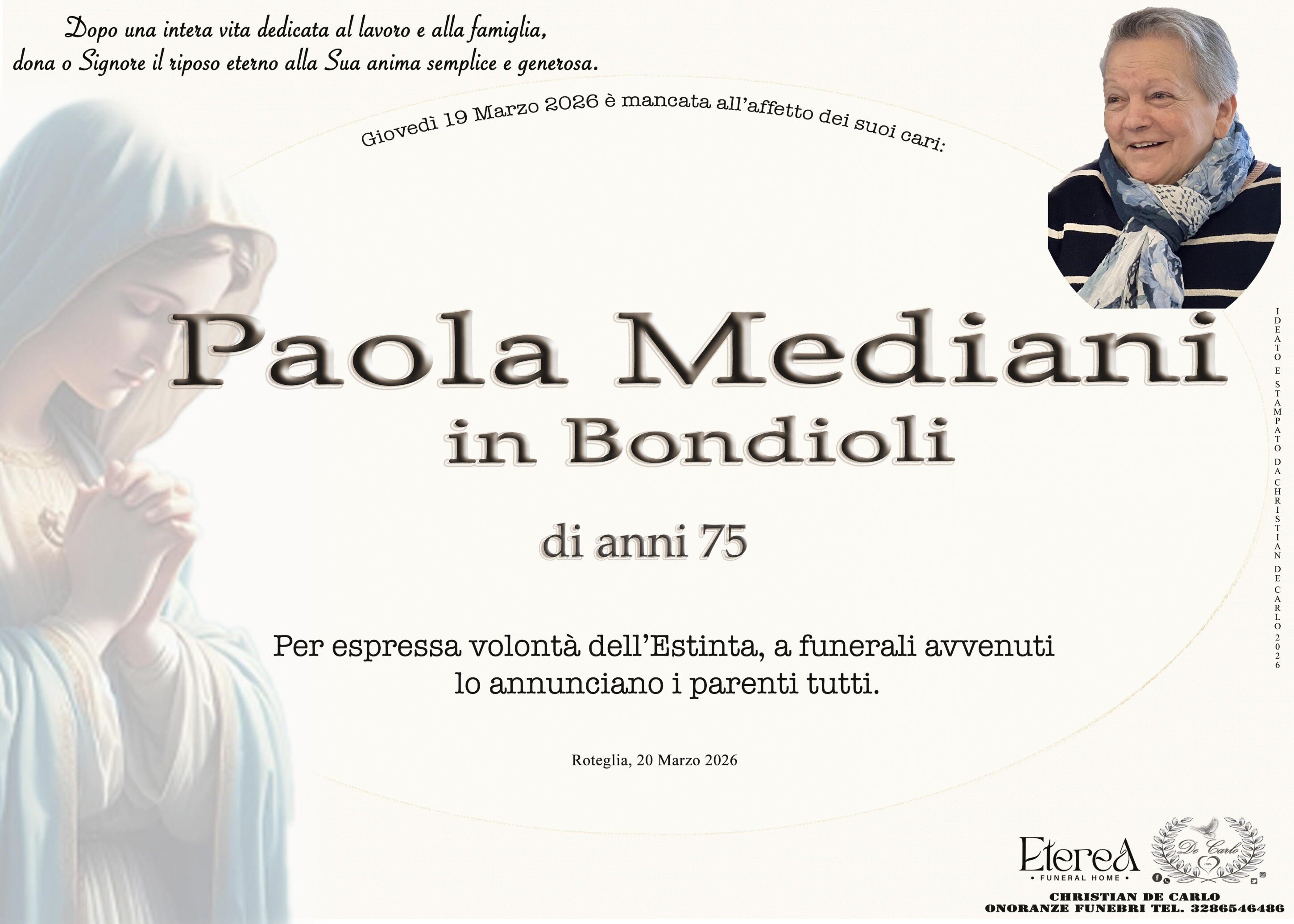 Paola Mediani in Bondioli di anni 75