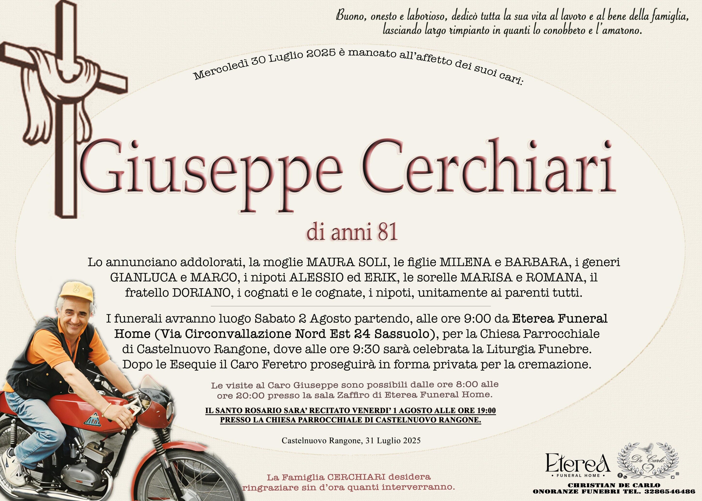 Giuseppe Cerchiari di anni 81