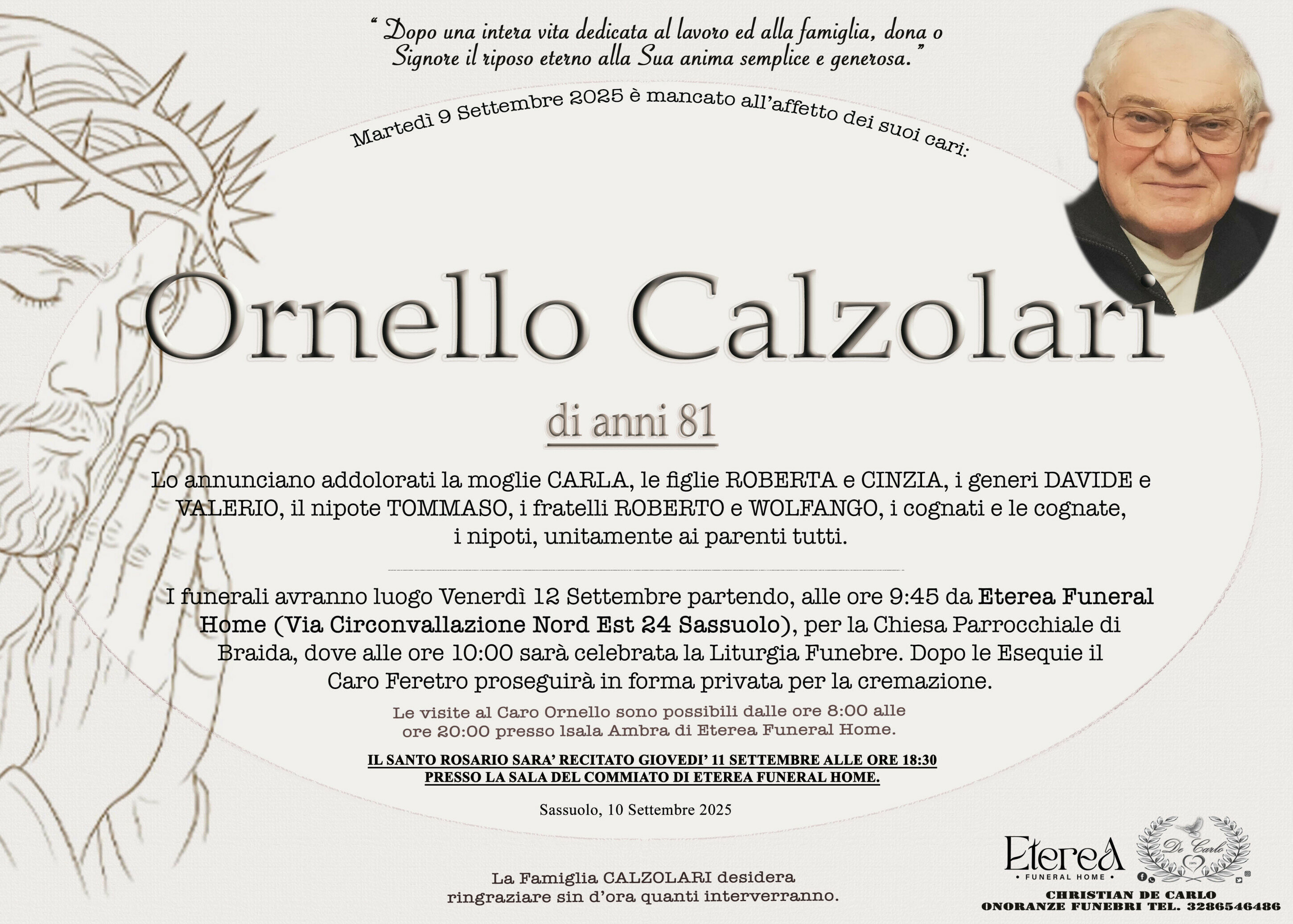 Ornello Calzolari di anni 81