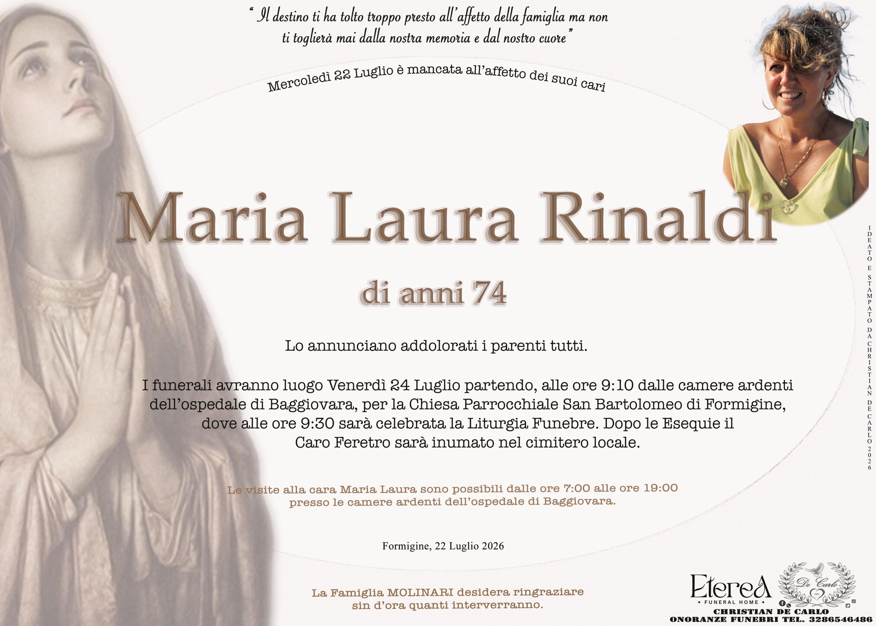 Maria Laura Rinaldi di anni 74