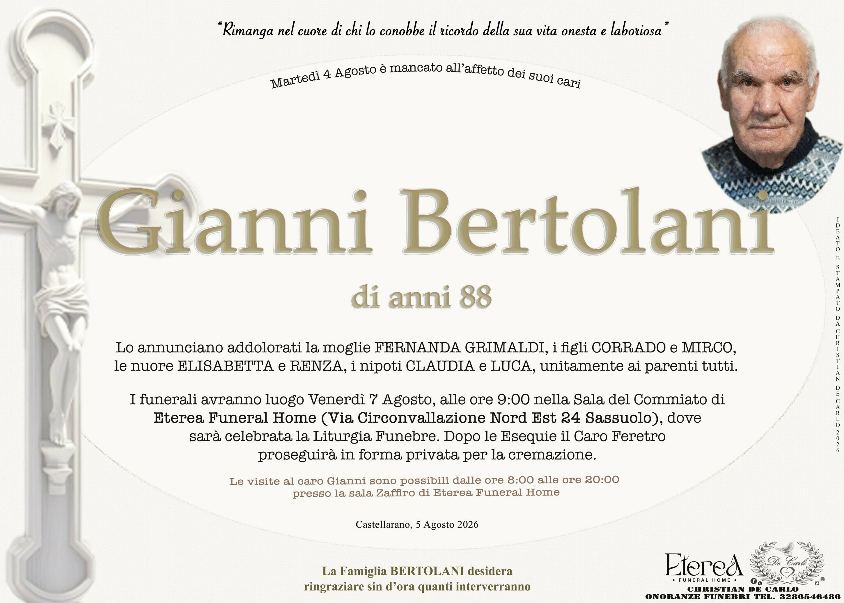 Gianni Bertolani di anni 88