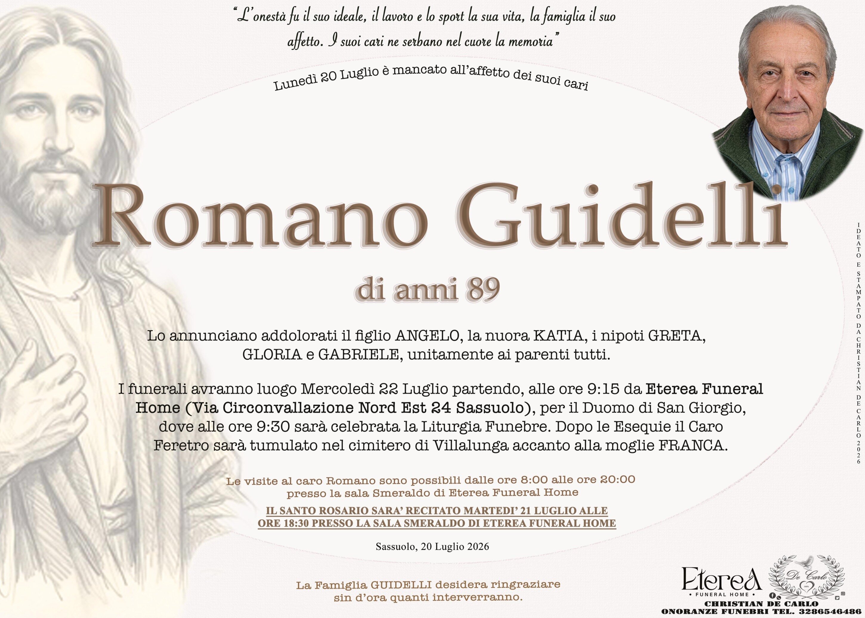 Romano Guidelli di anni 89