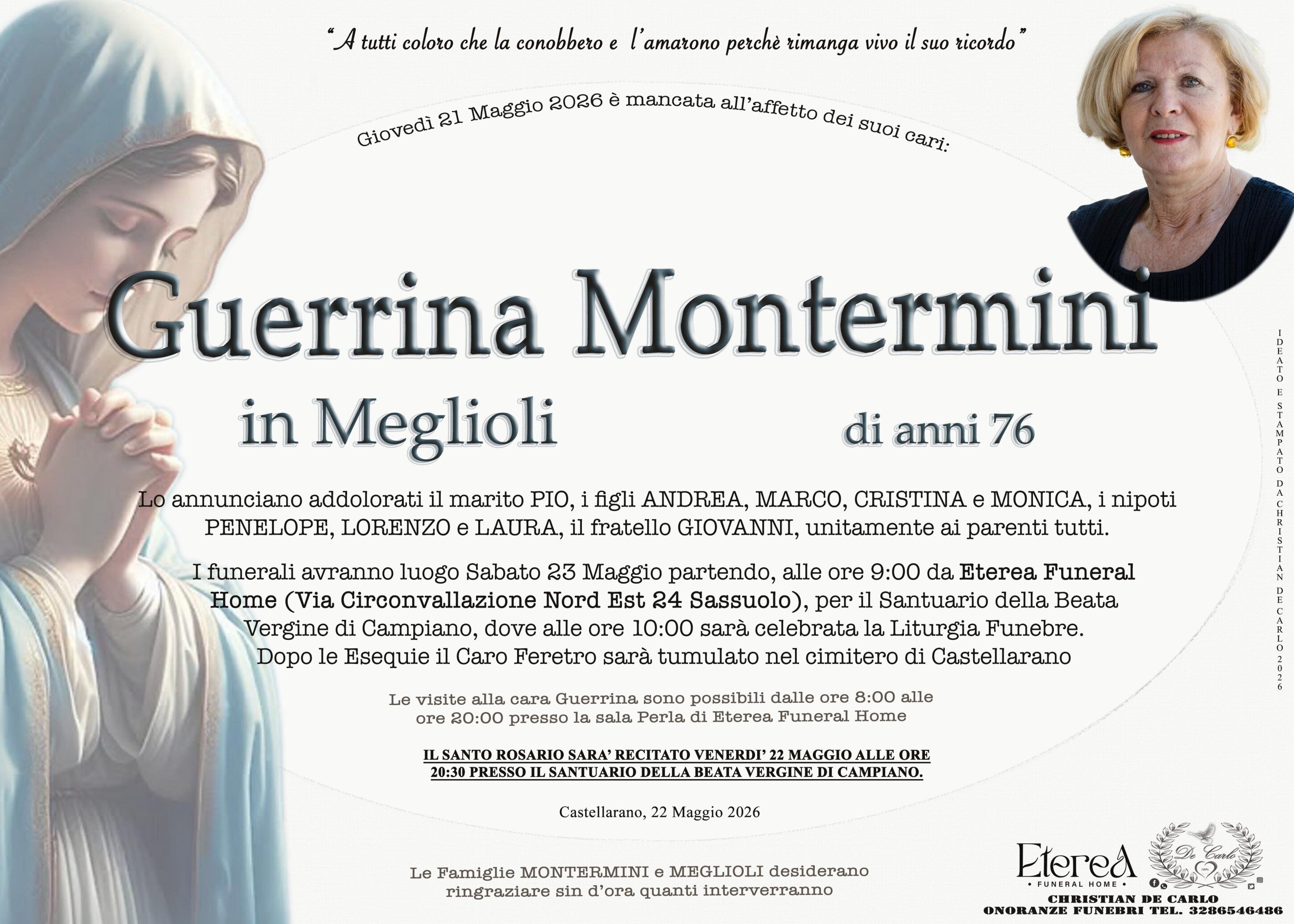 Guerrina Montermini in Meglioli di anni 76