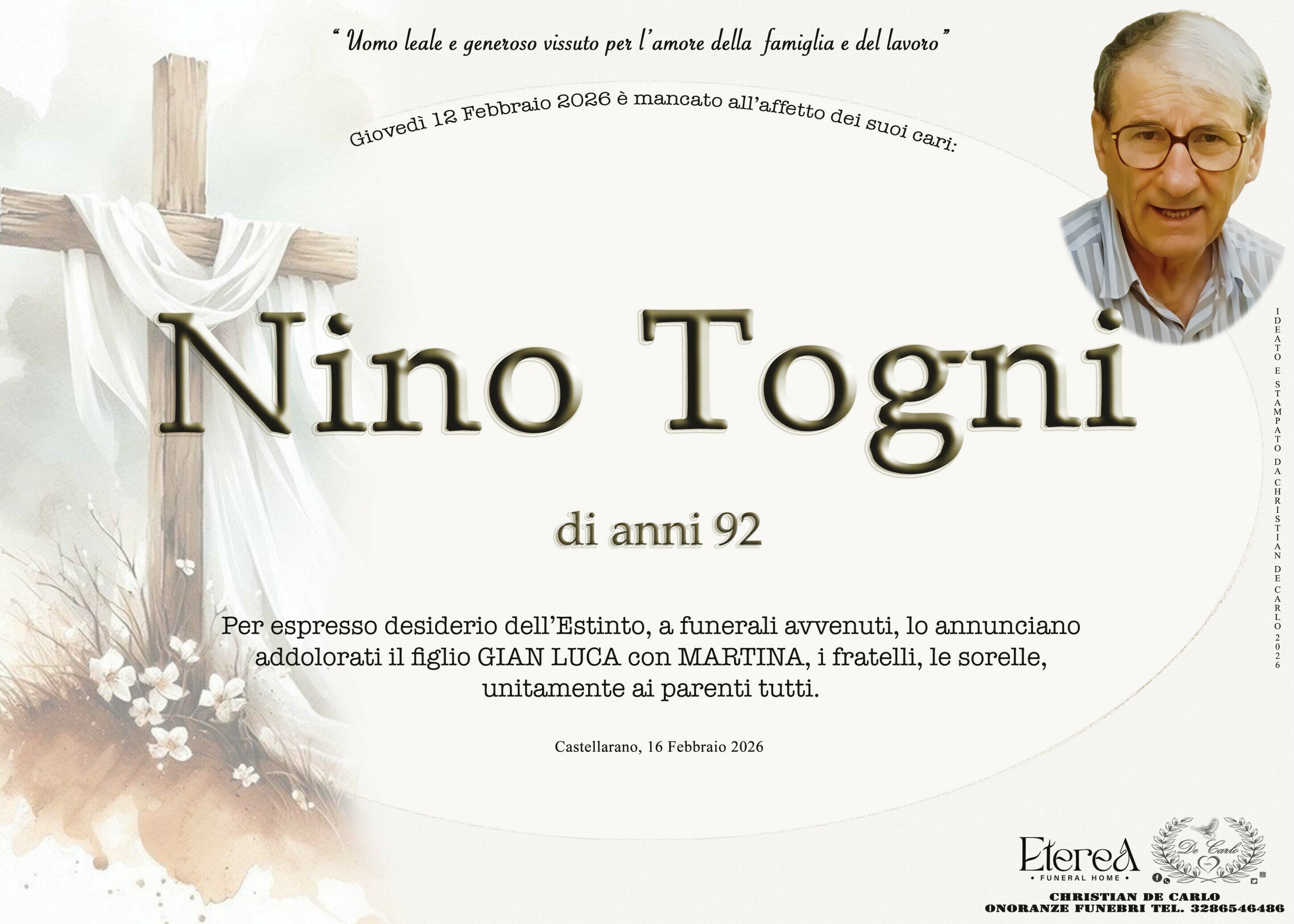 Nino Togni di anni 92 Nino Togni di anni 92