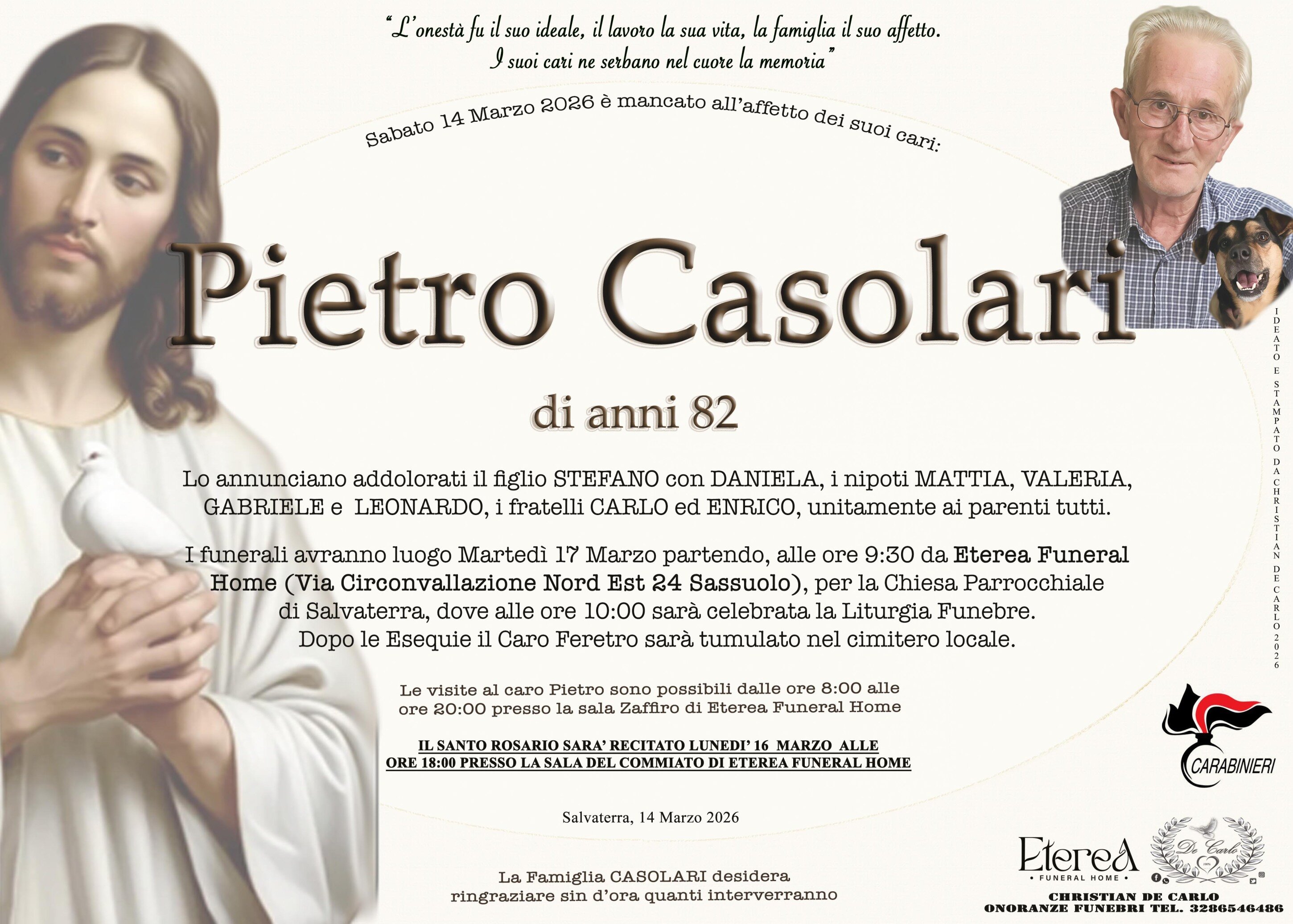 Pietro Casolari di anni 82