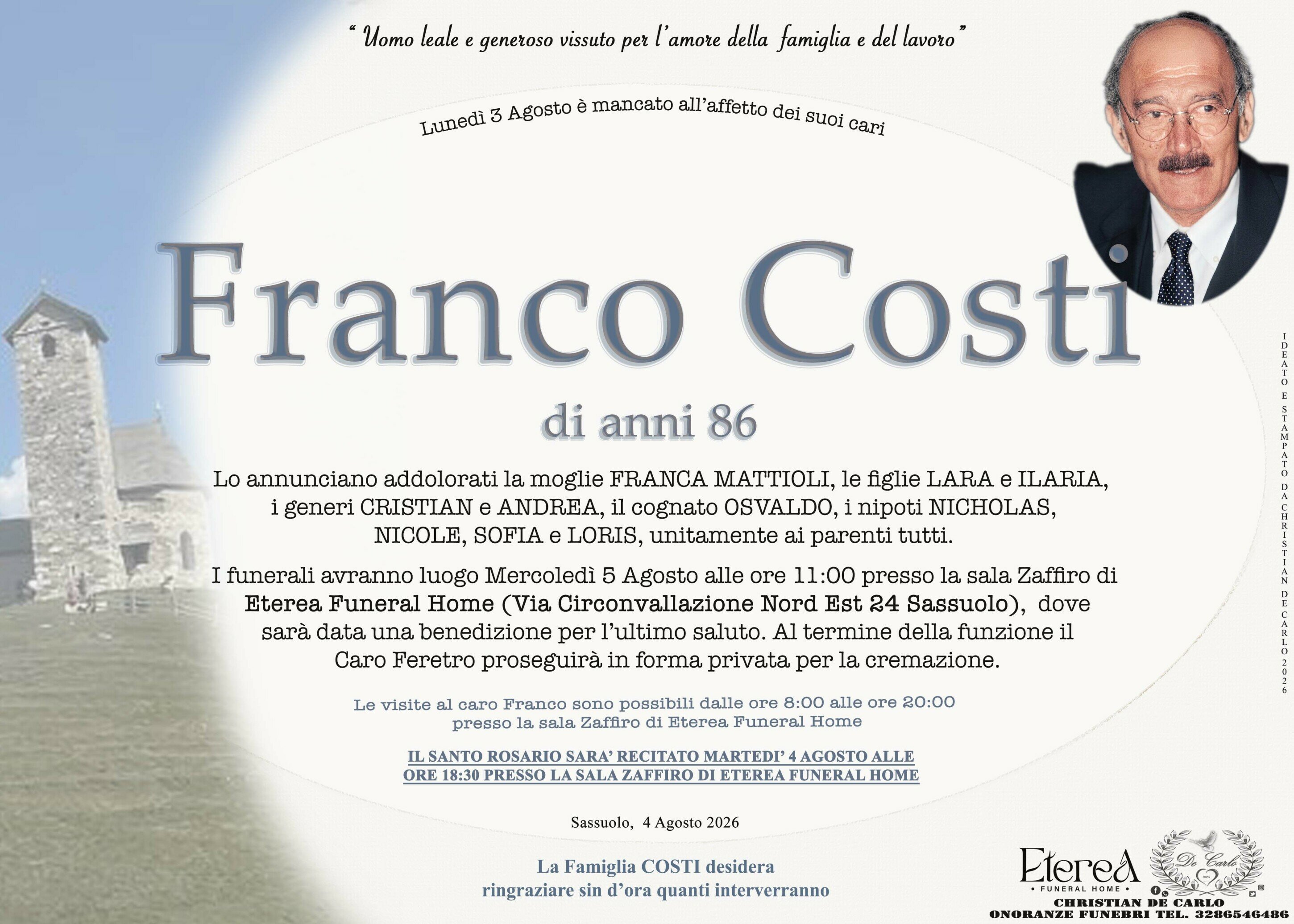 Franco Costi di anni 86