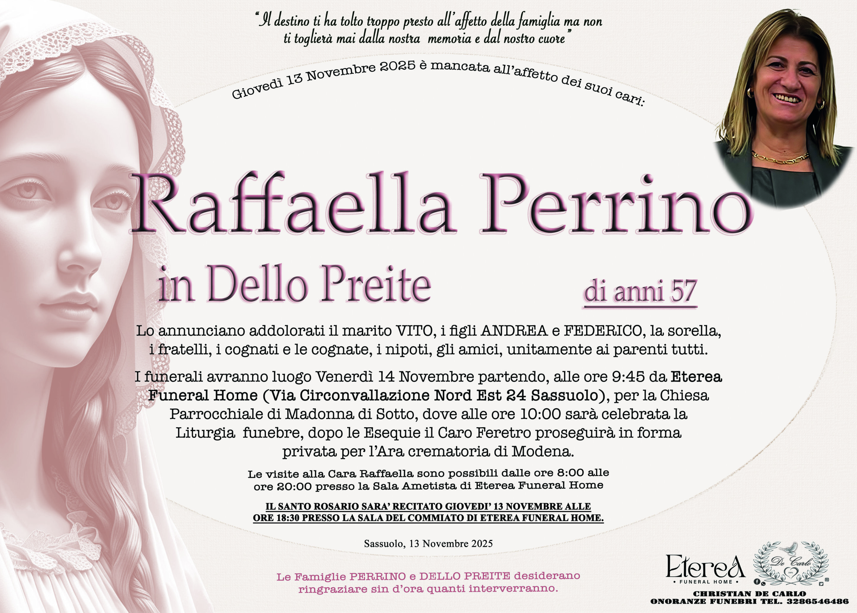 Raffaella Perrino in Dello Preite di anni 57