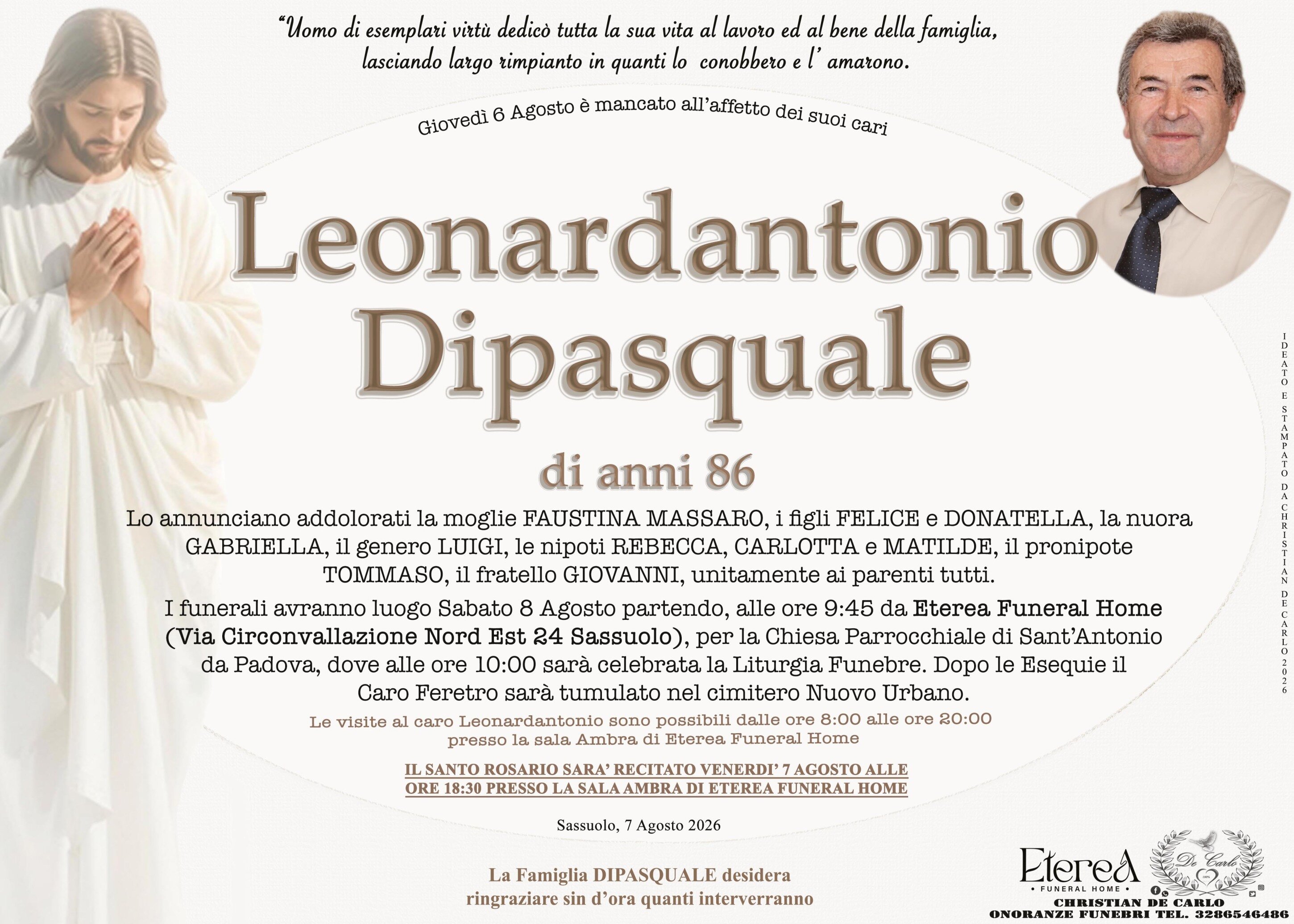 Leonardantonio Dipasquale di anni 86