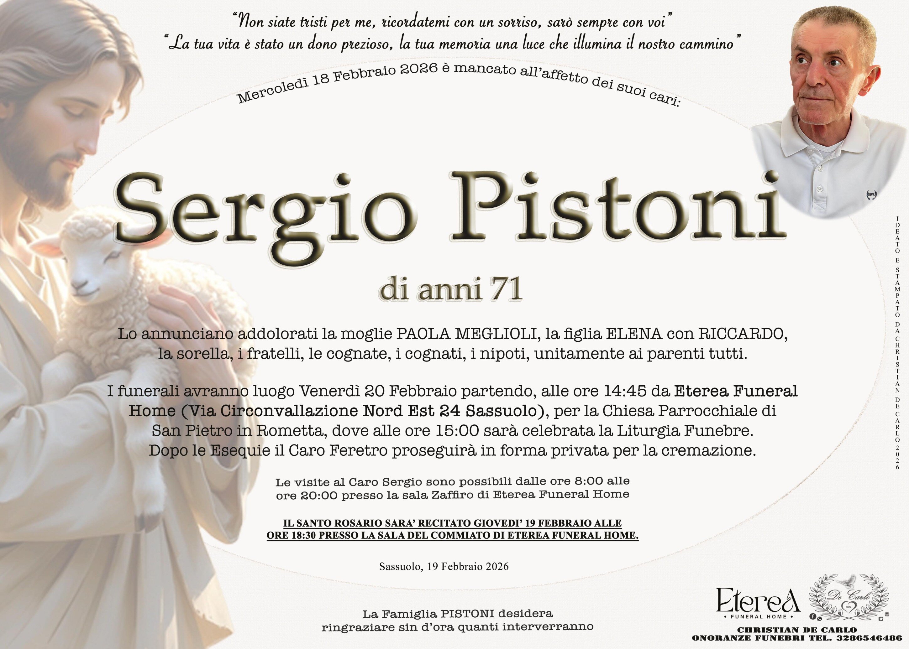 Sergio Pistoni di anni 71 Sergio Pistoni di anni 71