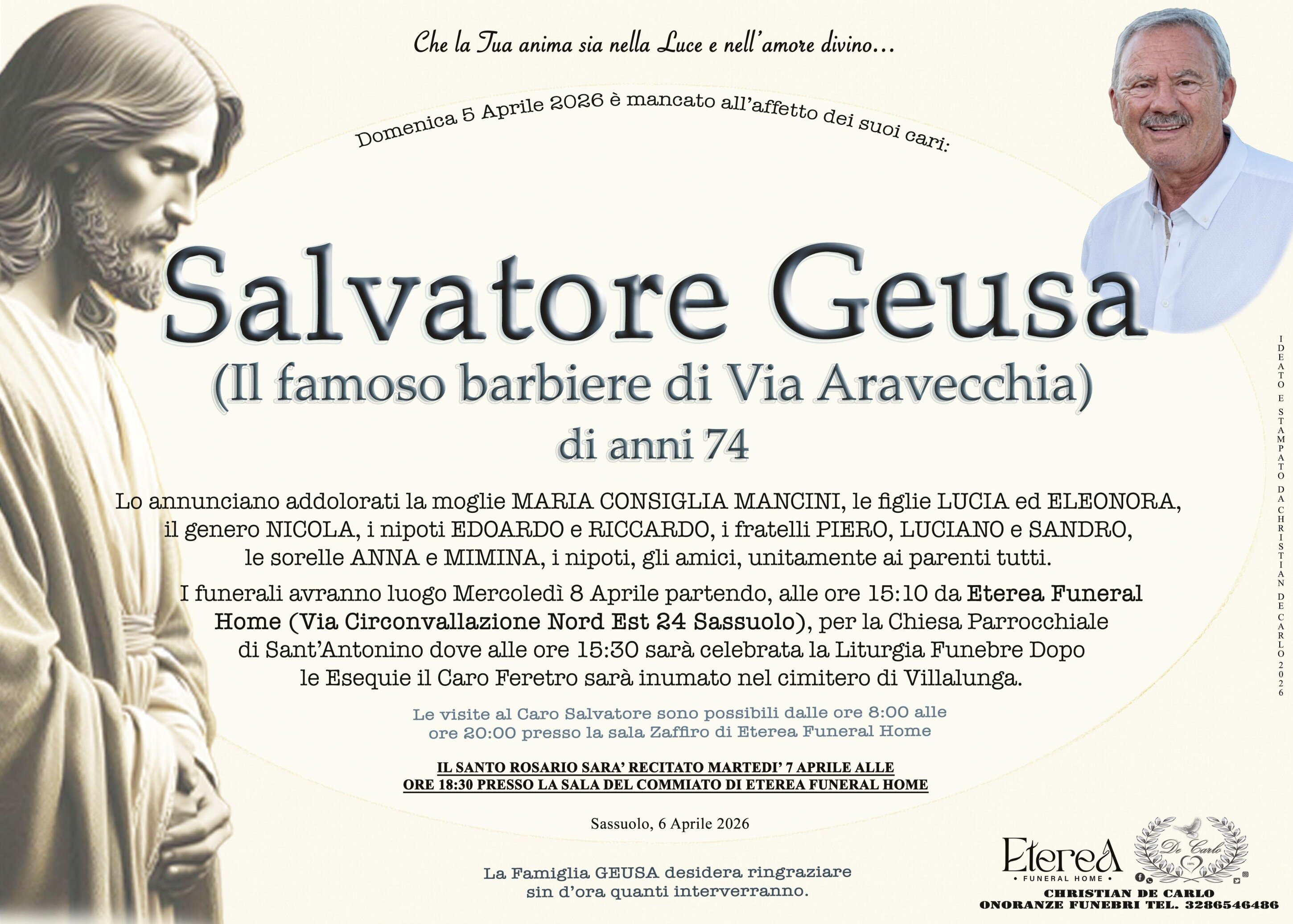 Salvatore Geusa di anni 74 (Il famoso barbiere di Via Aravecchia)