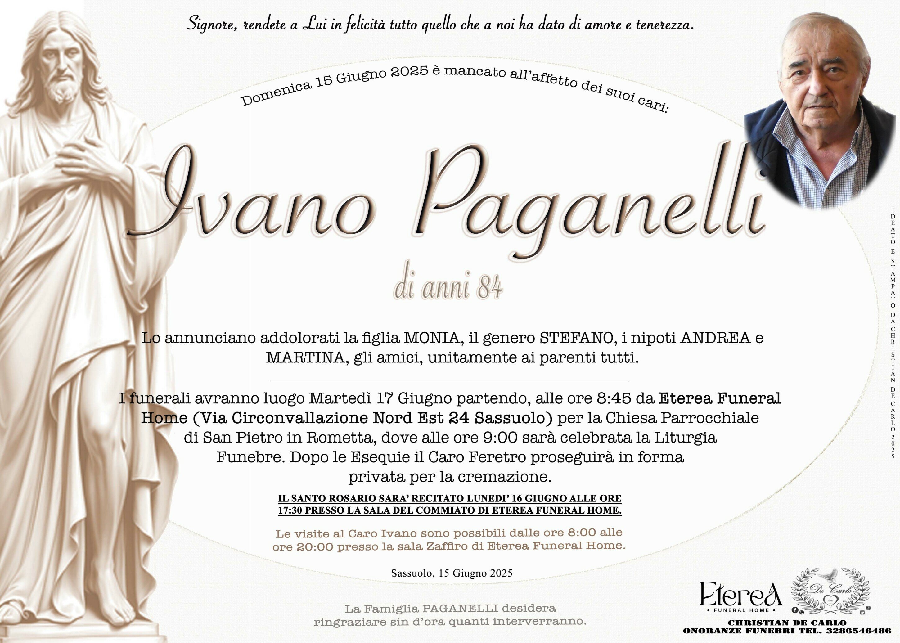 Ivano Paganelli di anni 84