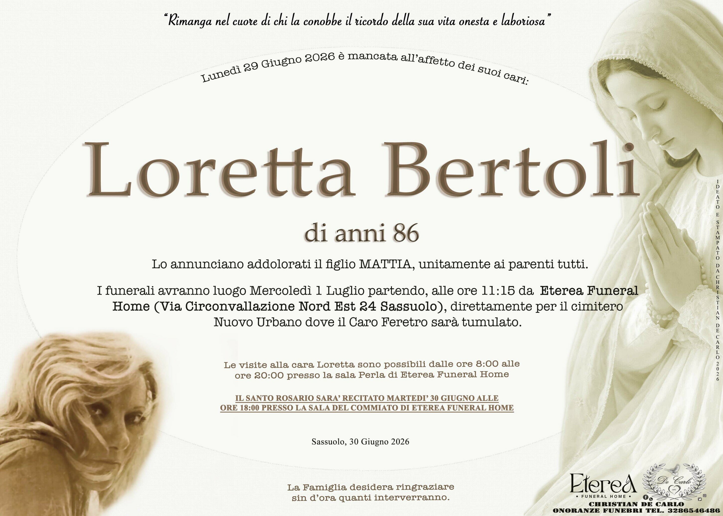 Loretta Bertoli di anni 86