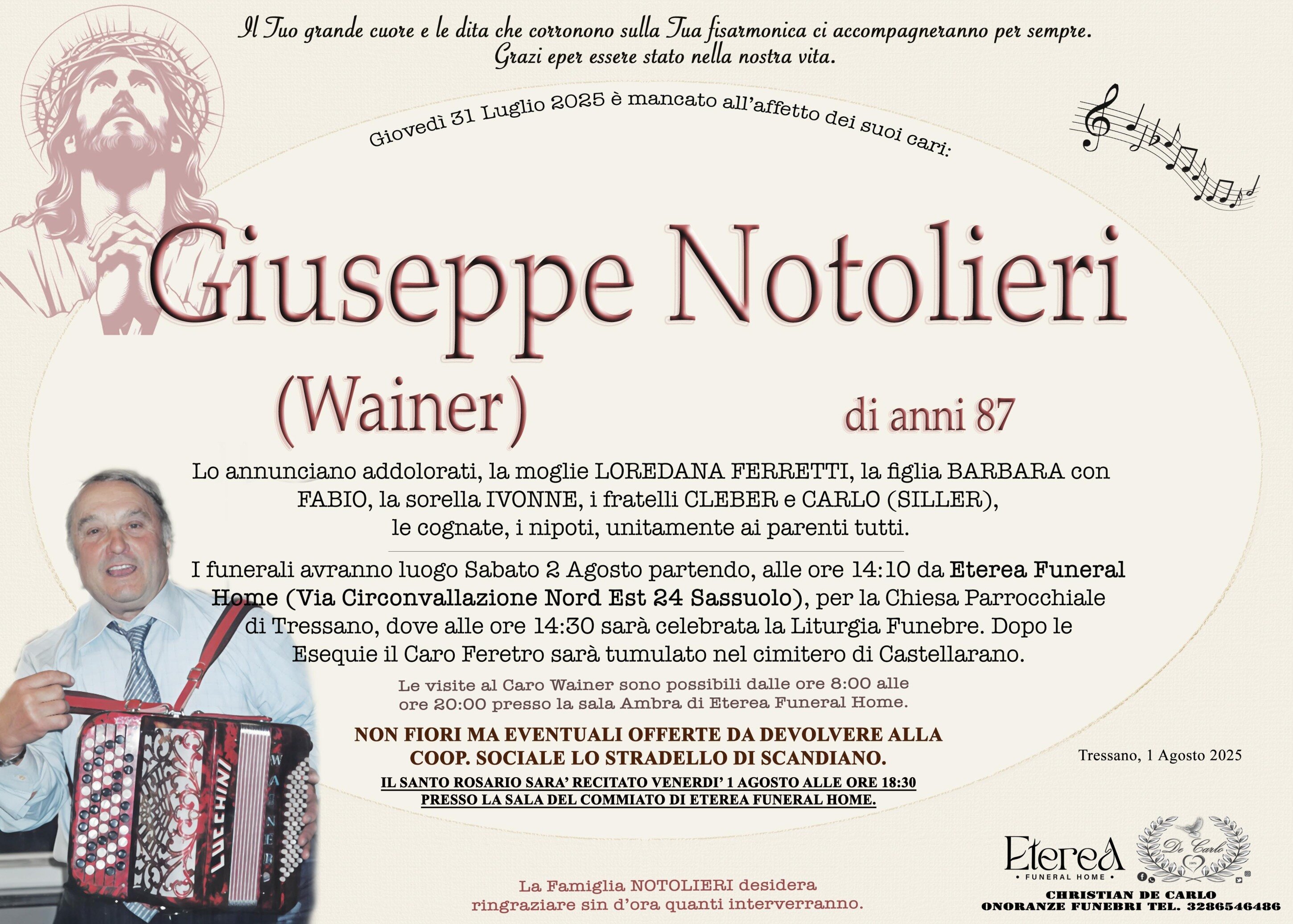 Giuseppe Notolieri (Wainer) di anni 87