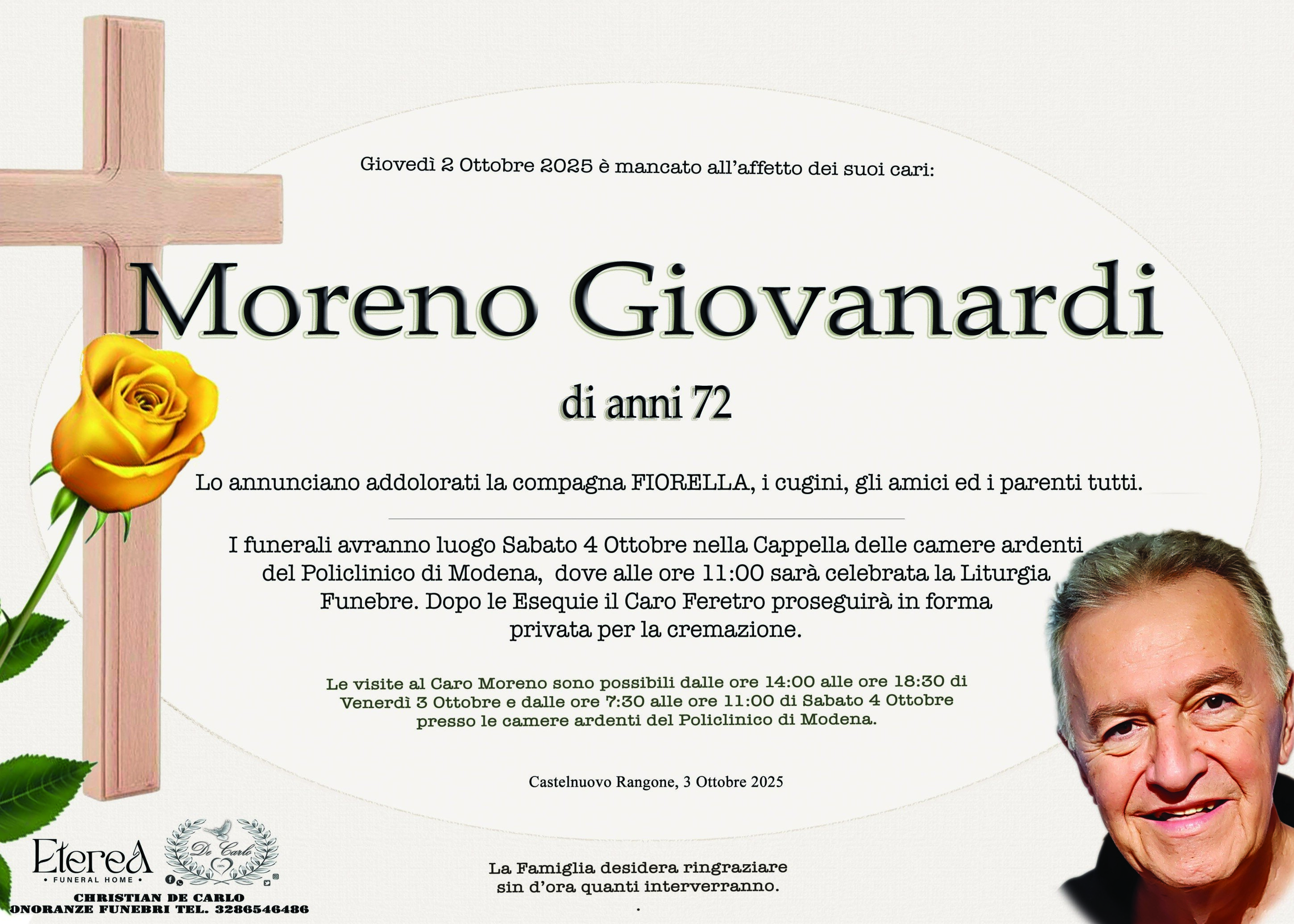Moreno Giovanardi di anni 72