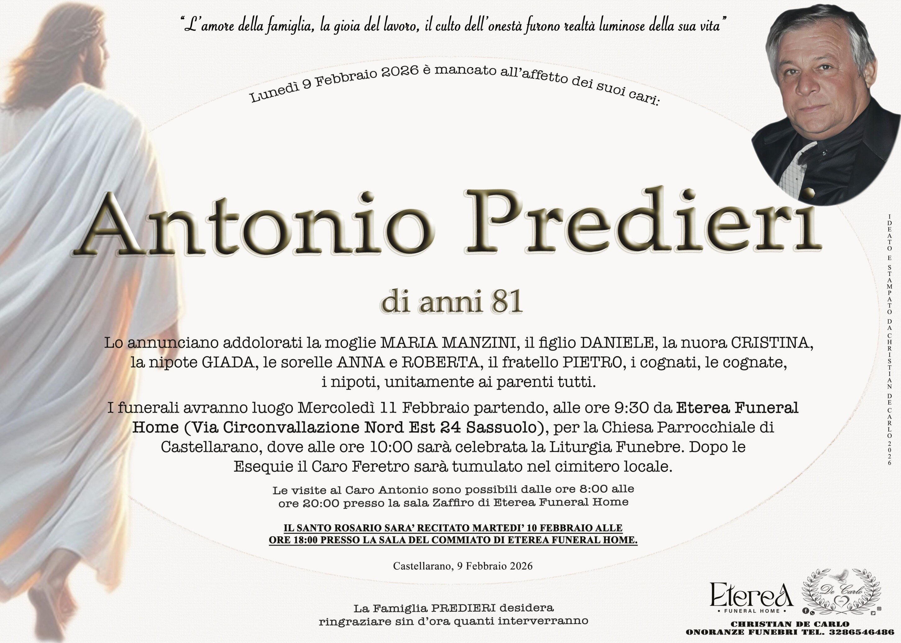 Antonio Predieri di anni 81 Antonio Predieri di anni 81