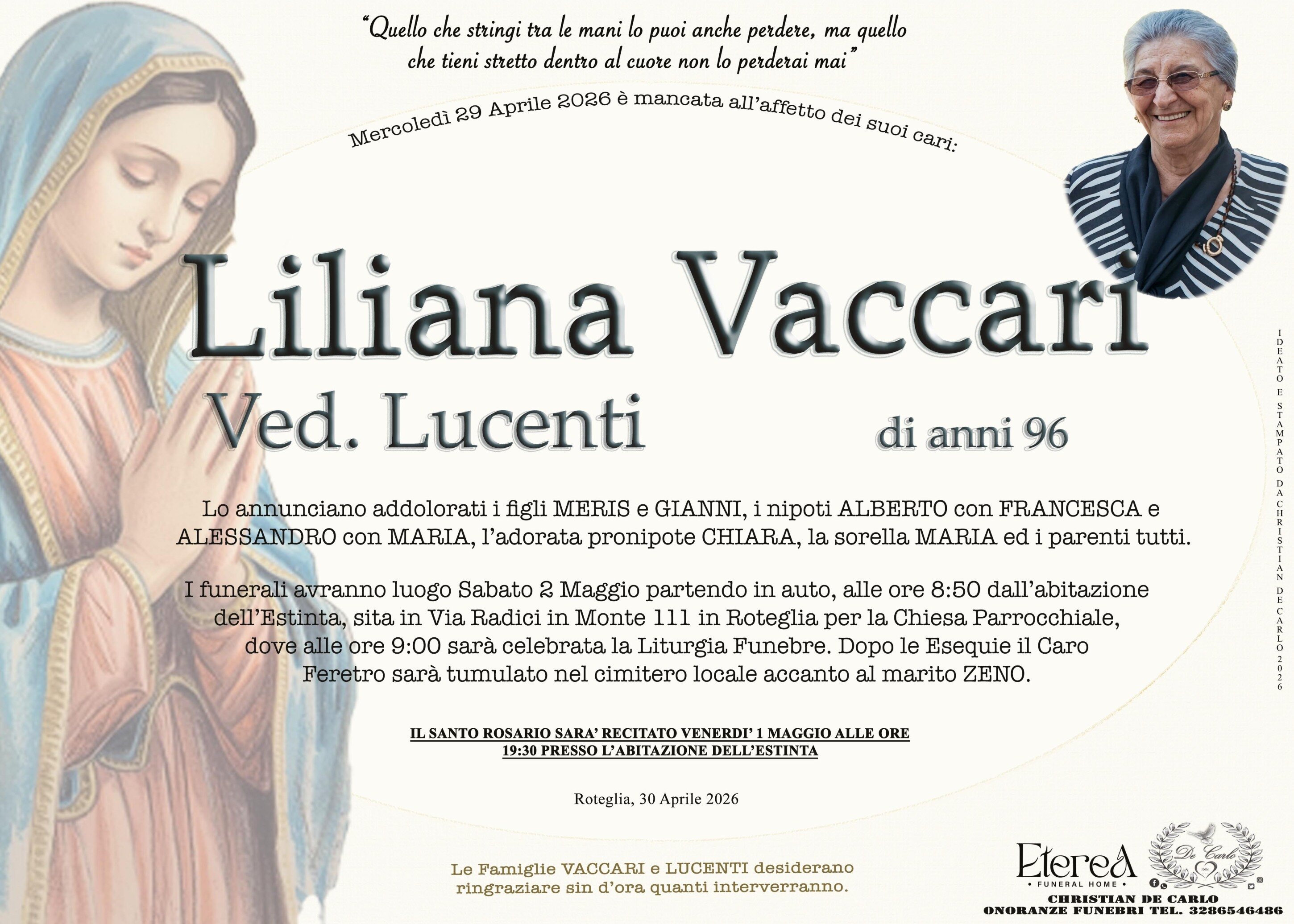 Liliana Vaccari Ved. Lucenti di anni 96 Liliana Vaccari Ved. Lucenti di anni 96