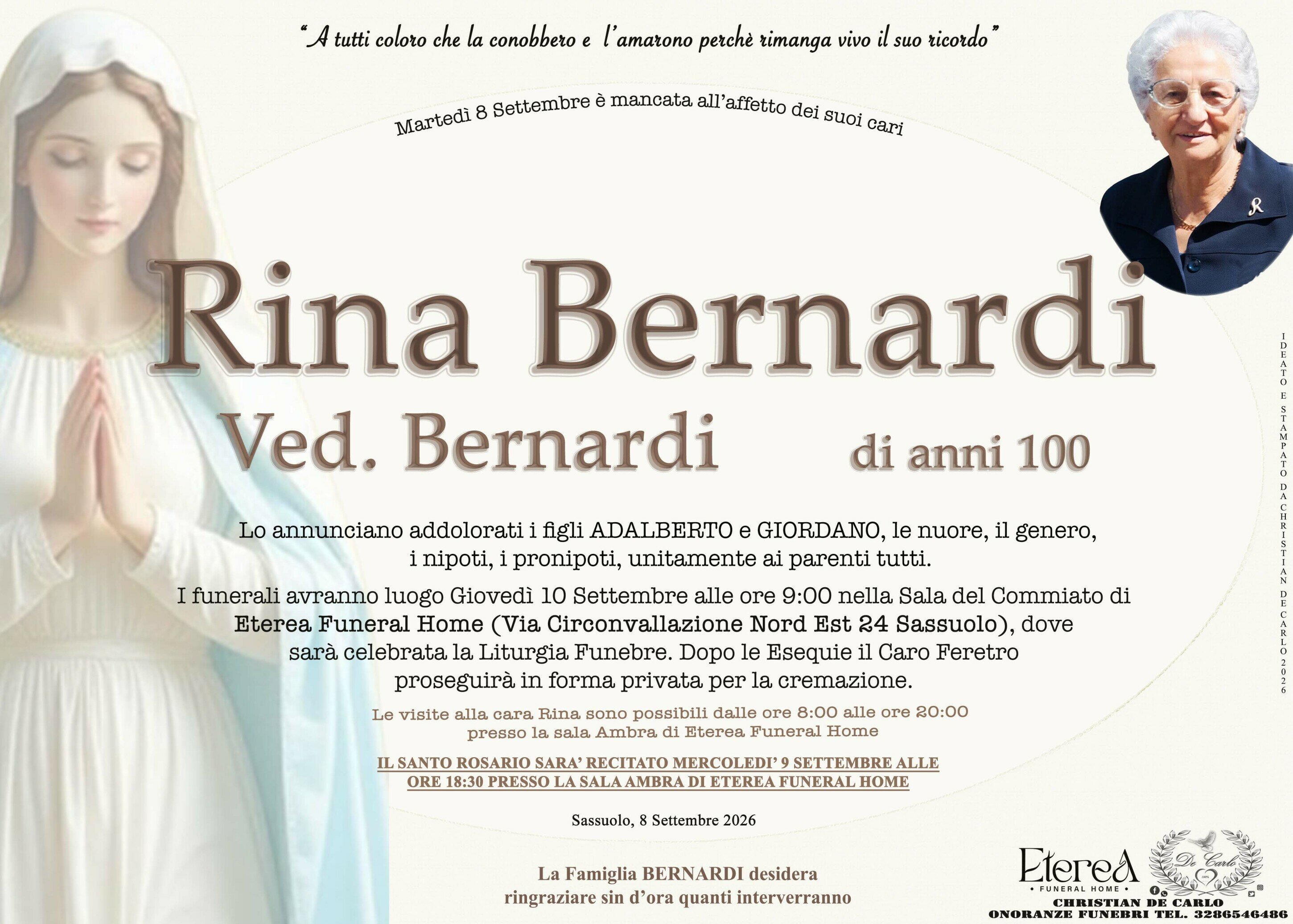 Rina Bernardi Ved. Bernardi di anni 100 Rina Bernardi Ved. Bernardi di anni 100