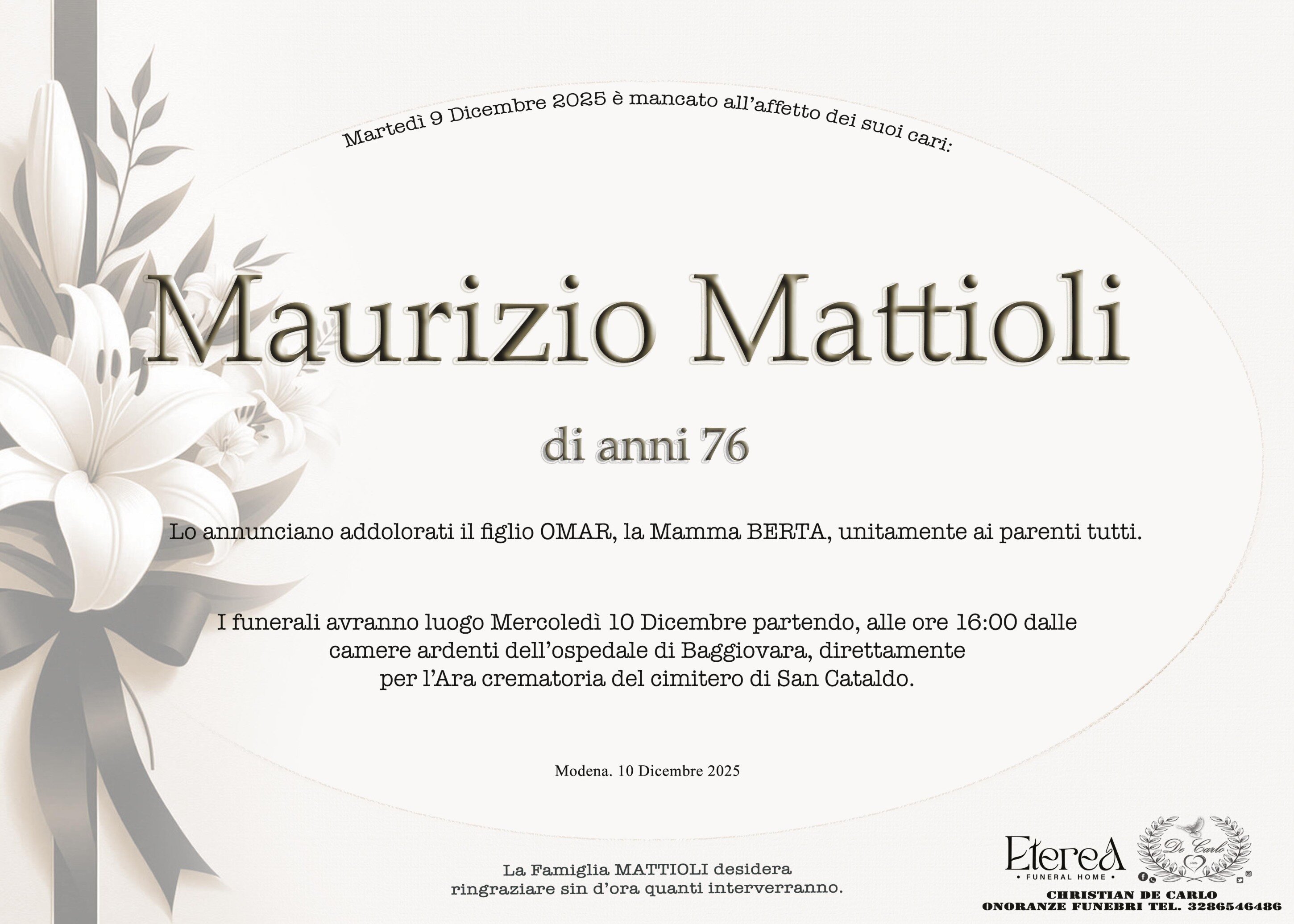 Maurizio Mattioli di anni 76