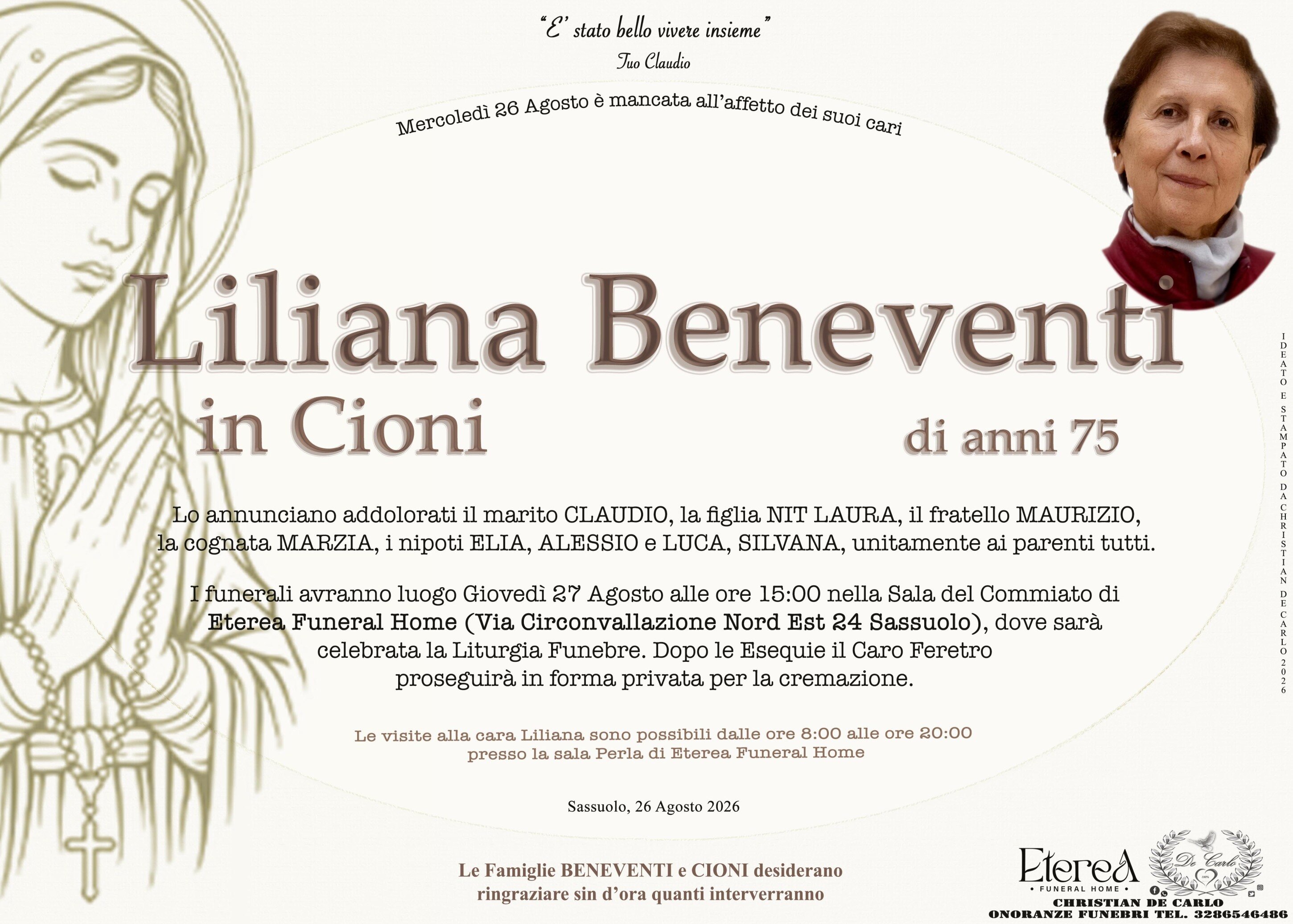 Liliana Beneventi in Cioni di anni 75 Liliana Beneventi in Cioni di anni 75