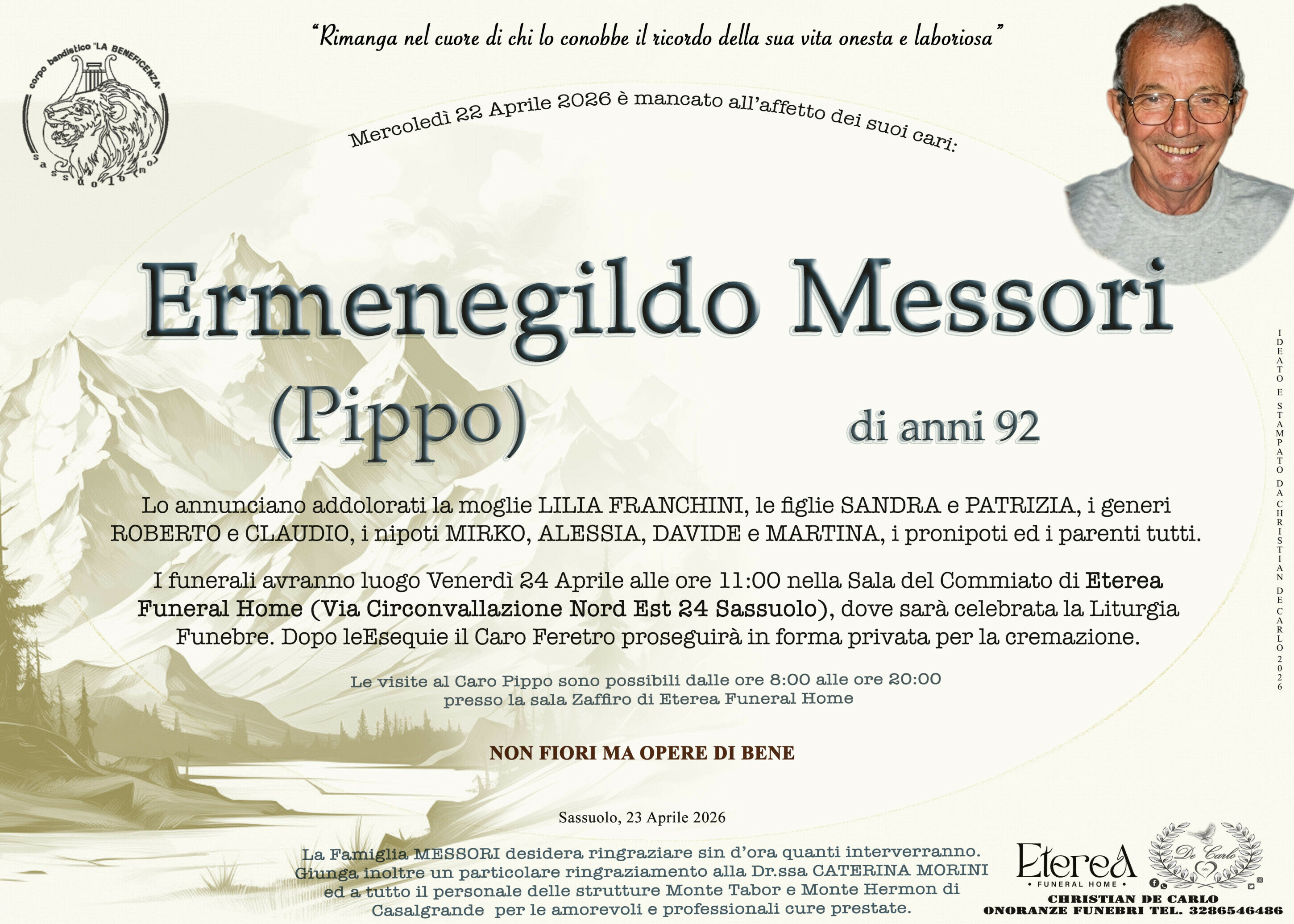 Ermenegildo Messori (Pippo) di anni 92 Ermenegildo Messori (Pippo) di anni 92