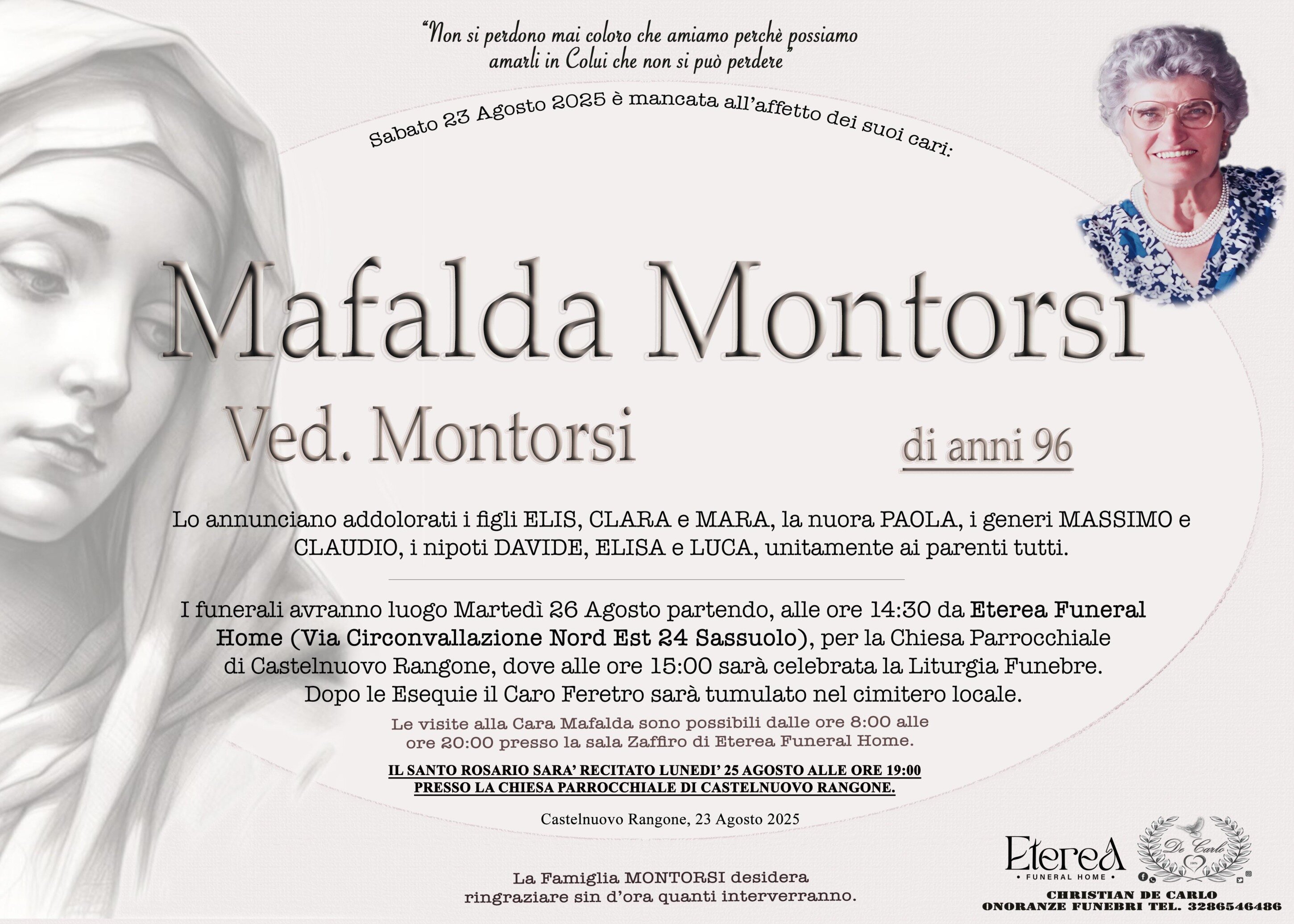 Mafalda Montorsi Ved. Montorsi di anni 96 Mafalda Montorsi Ved. Montorsi di anni 96